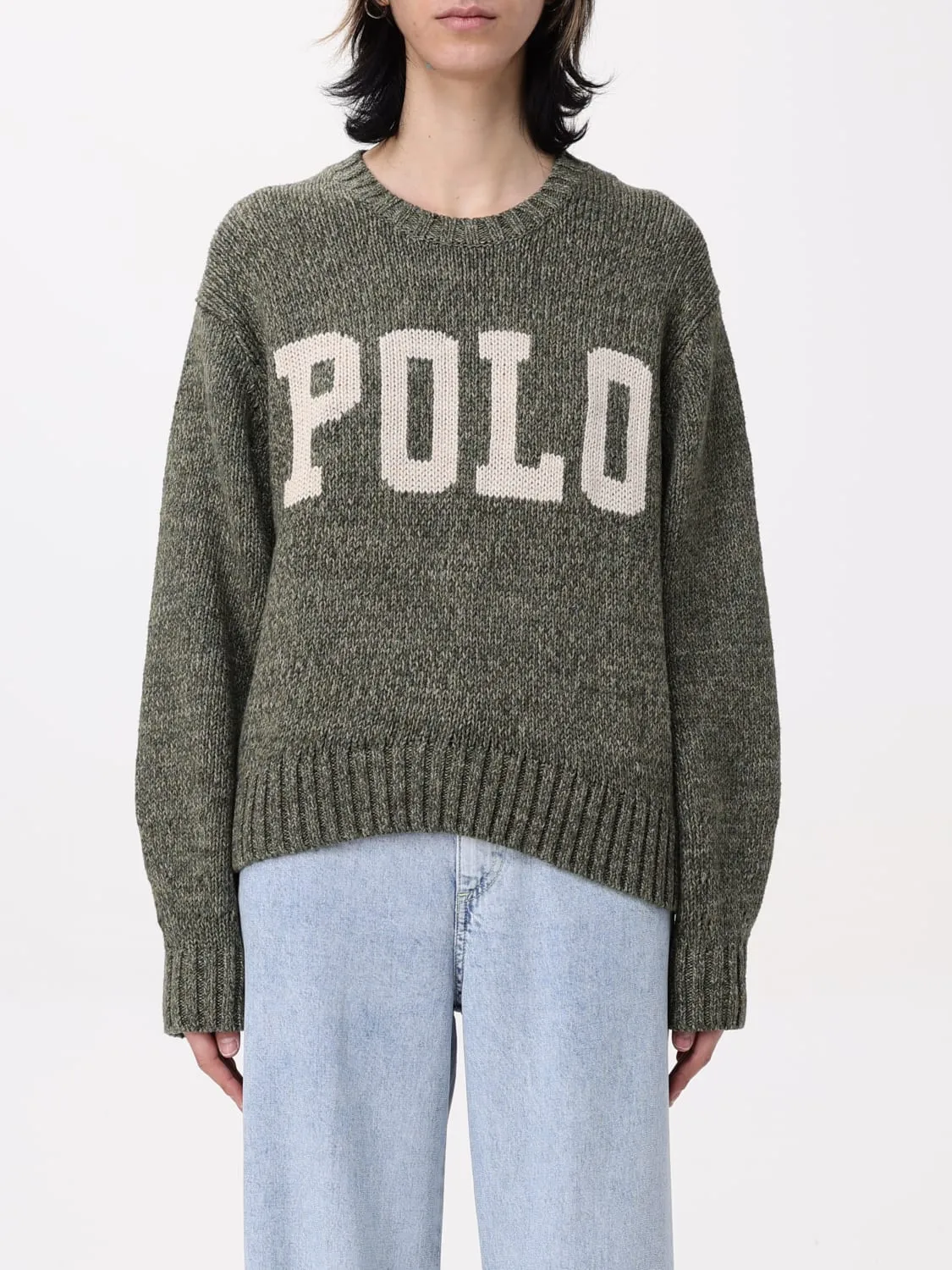 Pullover a girocollo in cotone con logo Polo Ralph Lauren