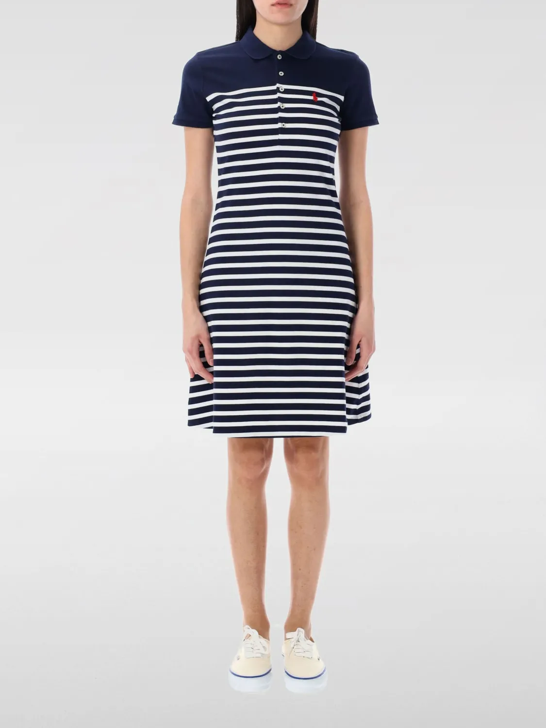 Abito a polo in maglia di cotone a righe Polo Ralph Lauren