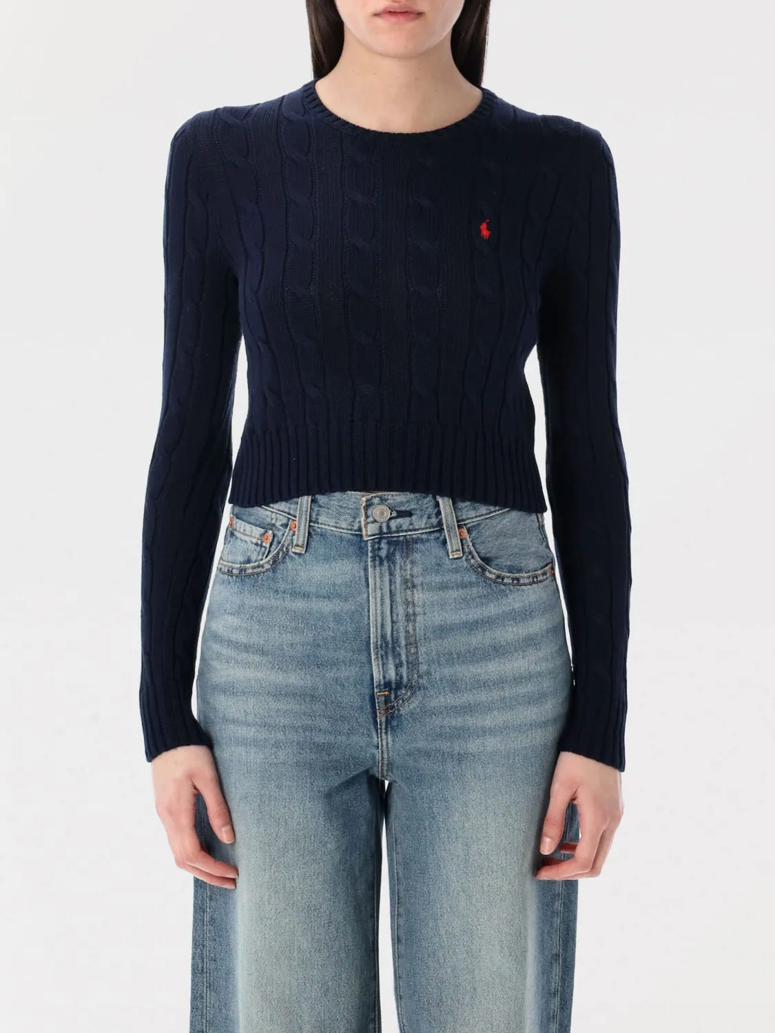 Pullover cropped Polo Ralph Lauren in cotone tricot