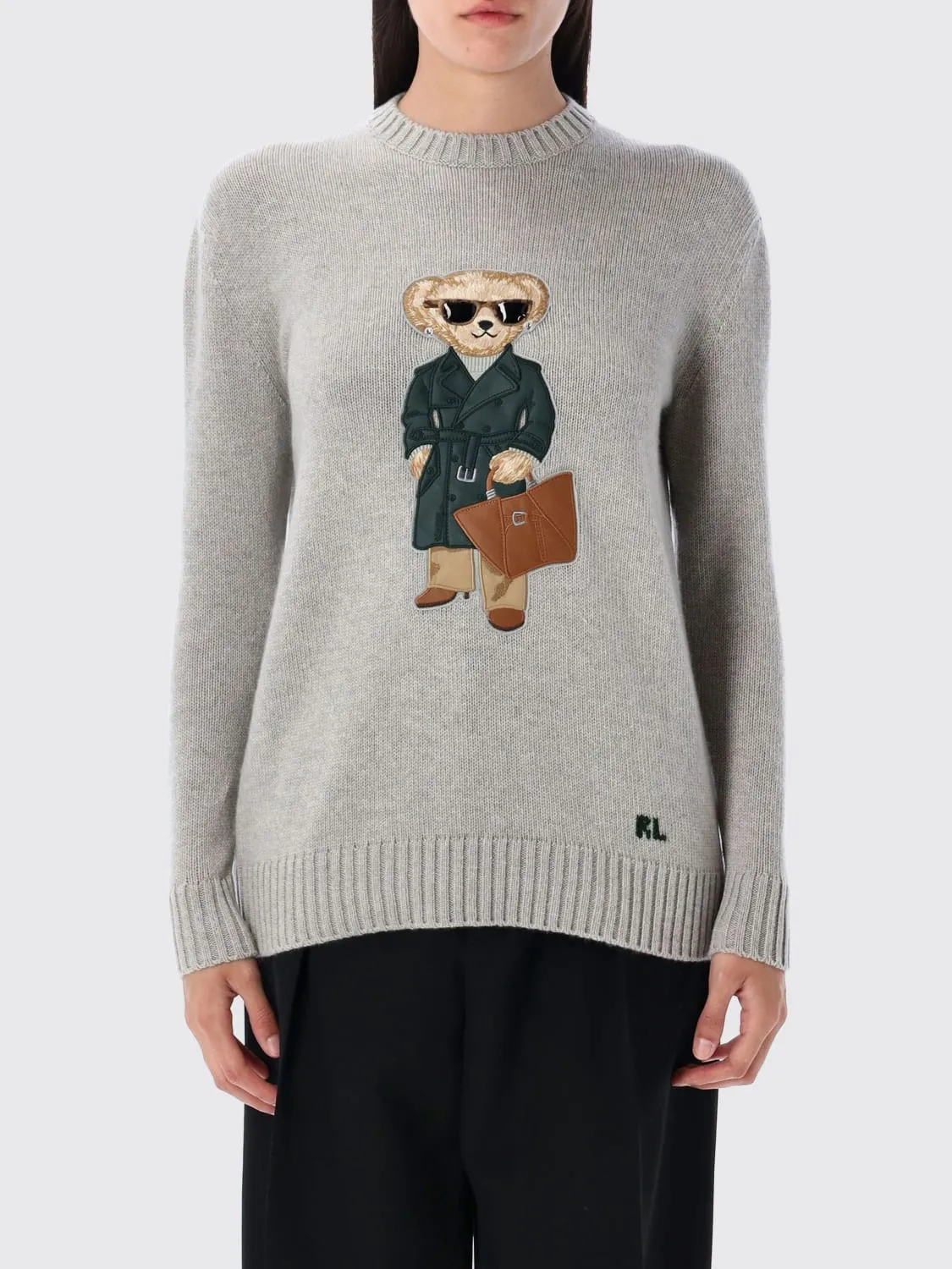Maglia a girocollo in cashmere con Orso Polo Ralph Lauren