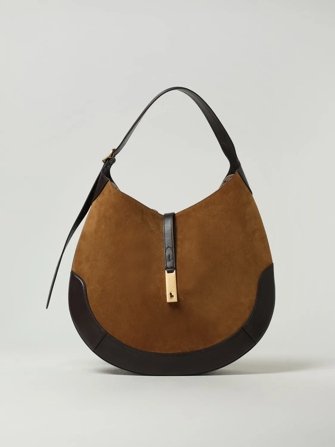 Borsa a spalla in camoscio e pelle Polo Ralph Lauren