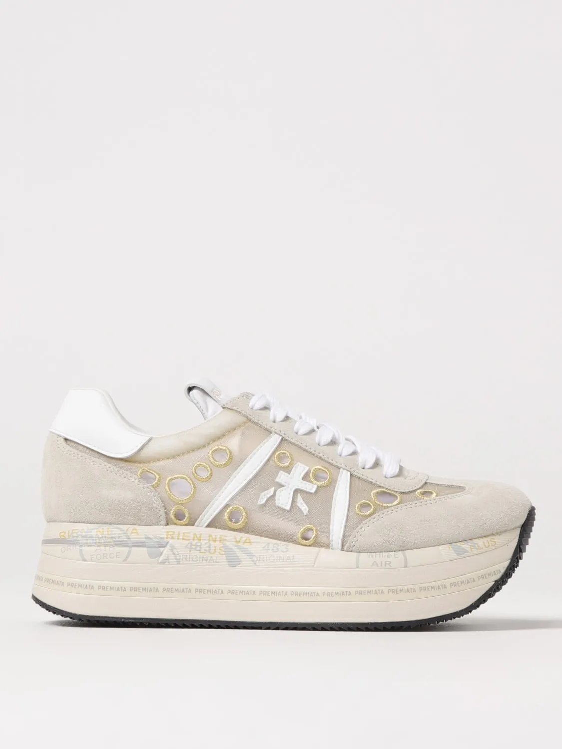 Sneakers Beth Platform Premiata in camoscio e nylon a rete