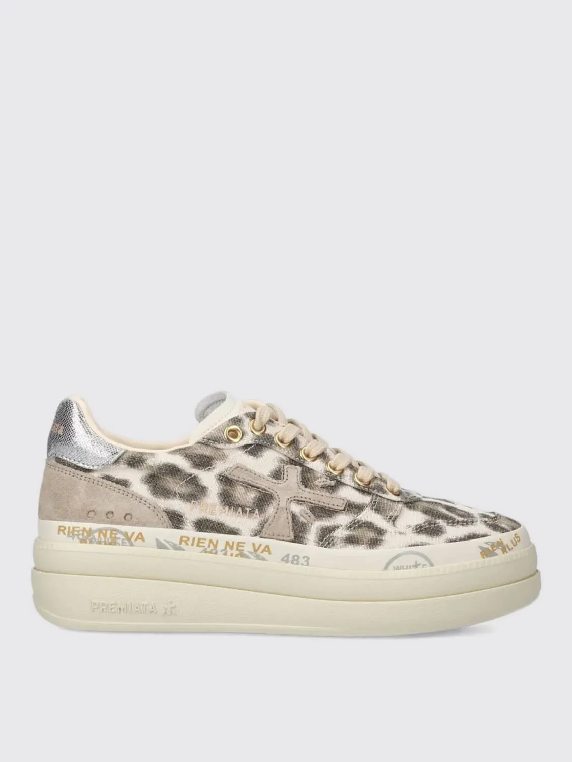 Sneakers Micol Premiata in canvas stampa animalier