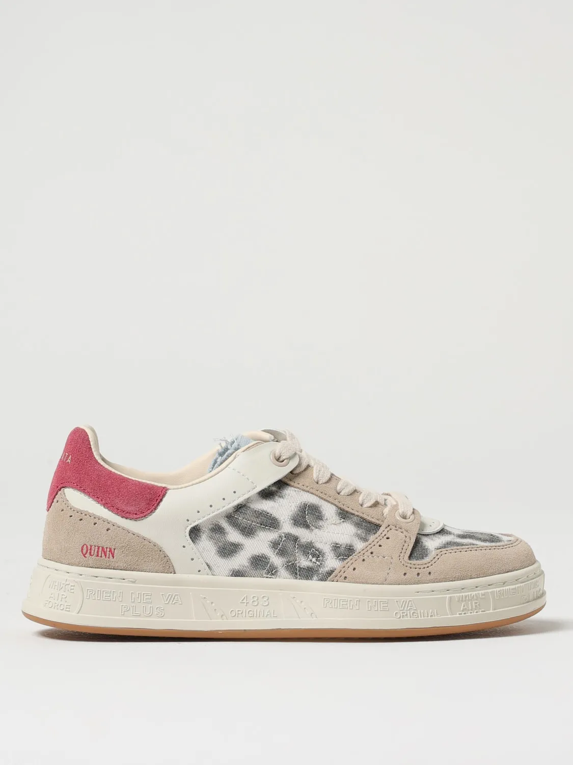 Sneakers Quinn Premiata in canvas animalier e camoscio