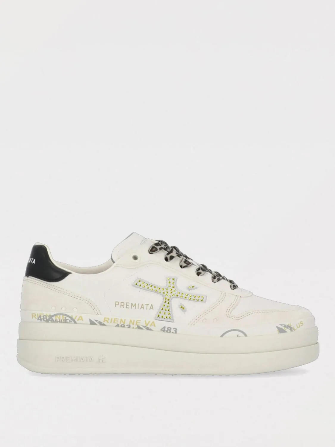 Sneakers Micol Premiata in pelle con strass applicati