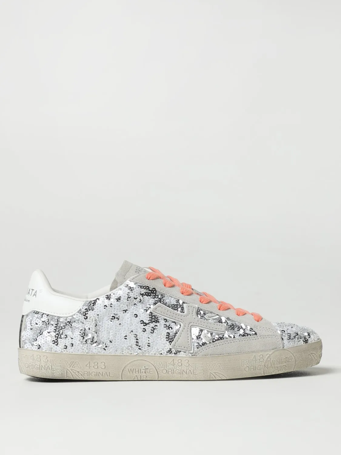 Sneakers Stevend Premiata in camoscio con paillettes ricamate
