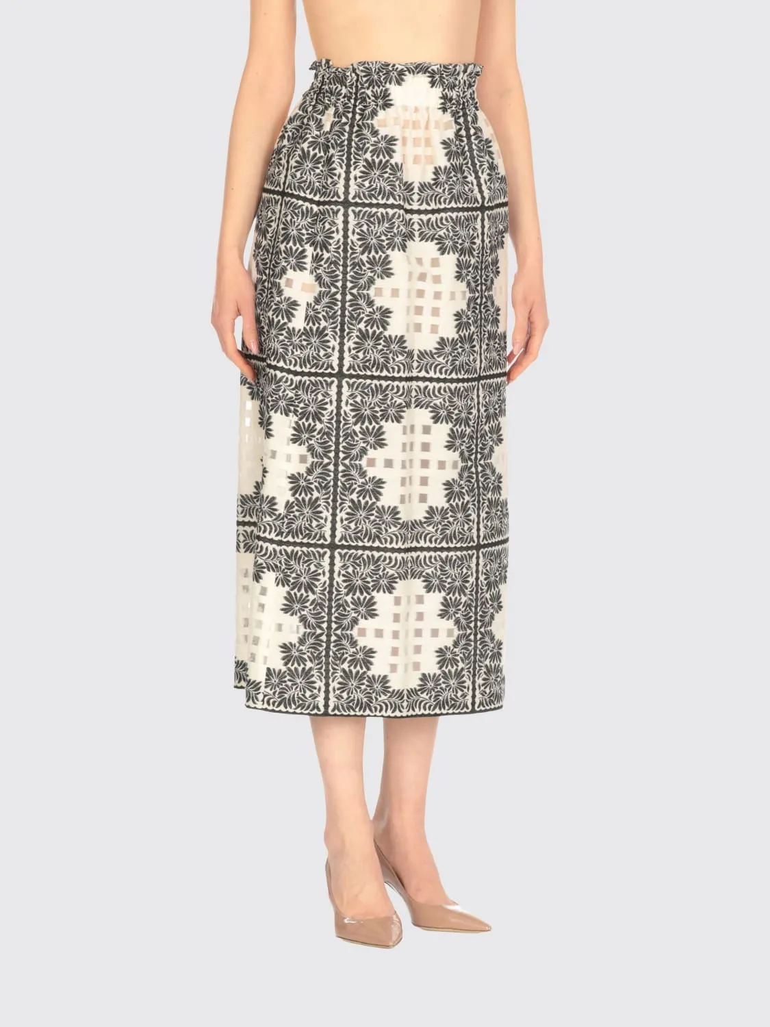 Gonna in misto cotone floreale Pt Torino