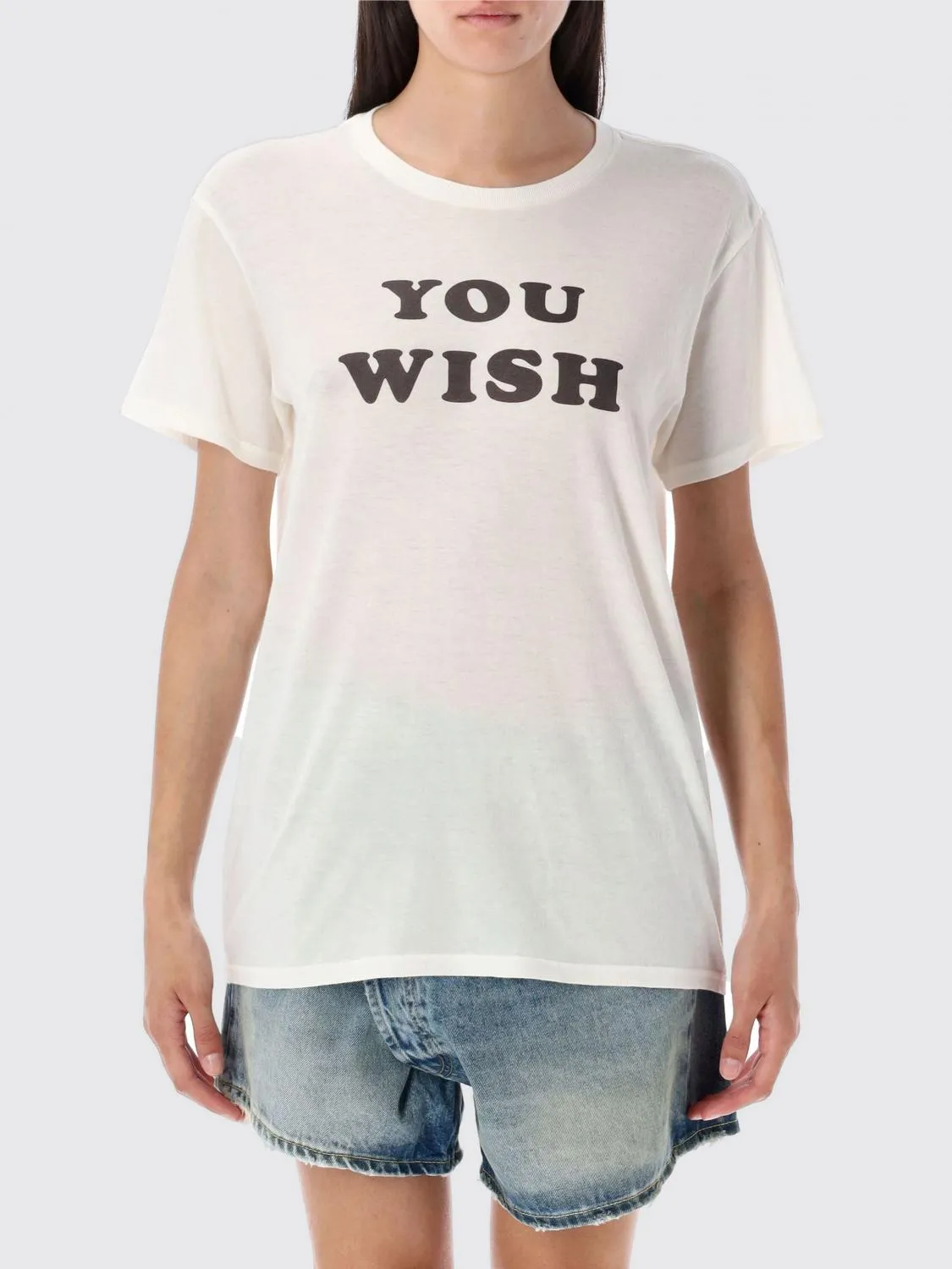 T-shirt in cotone e cashmere con slogan R13