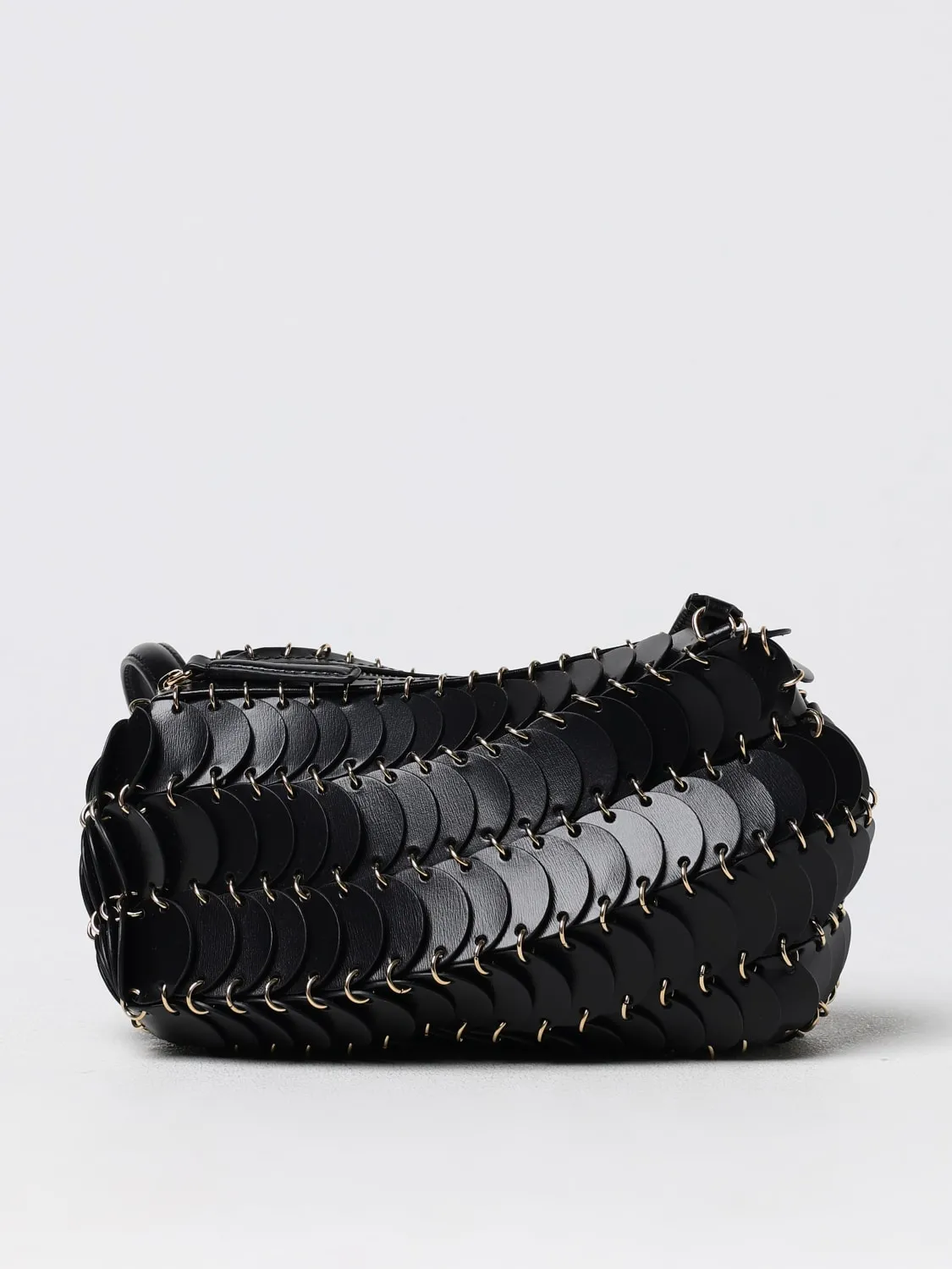 Borsa Rabanne in pelle con ricamata con anelli metallici