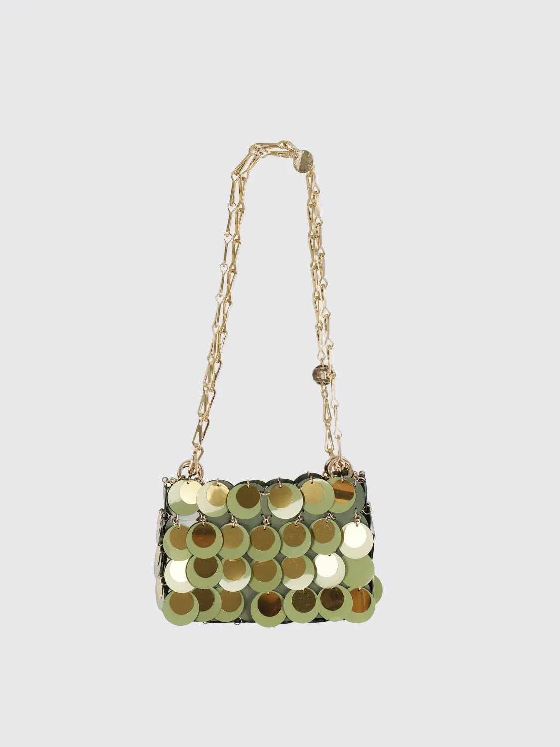 Borsa Sparkle Nano Rabanne in paillettes
