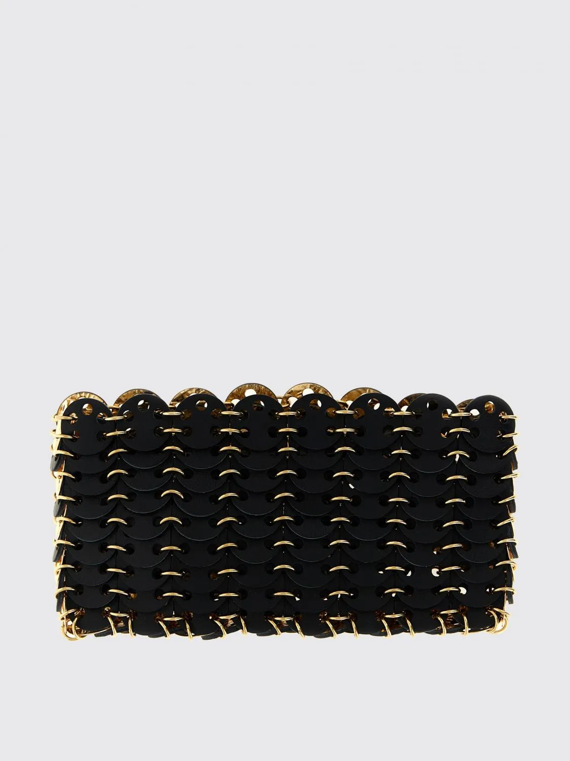 Borsa 1969 nano flip Rabanne in pelle con anelli metallici