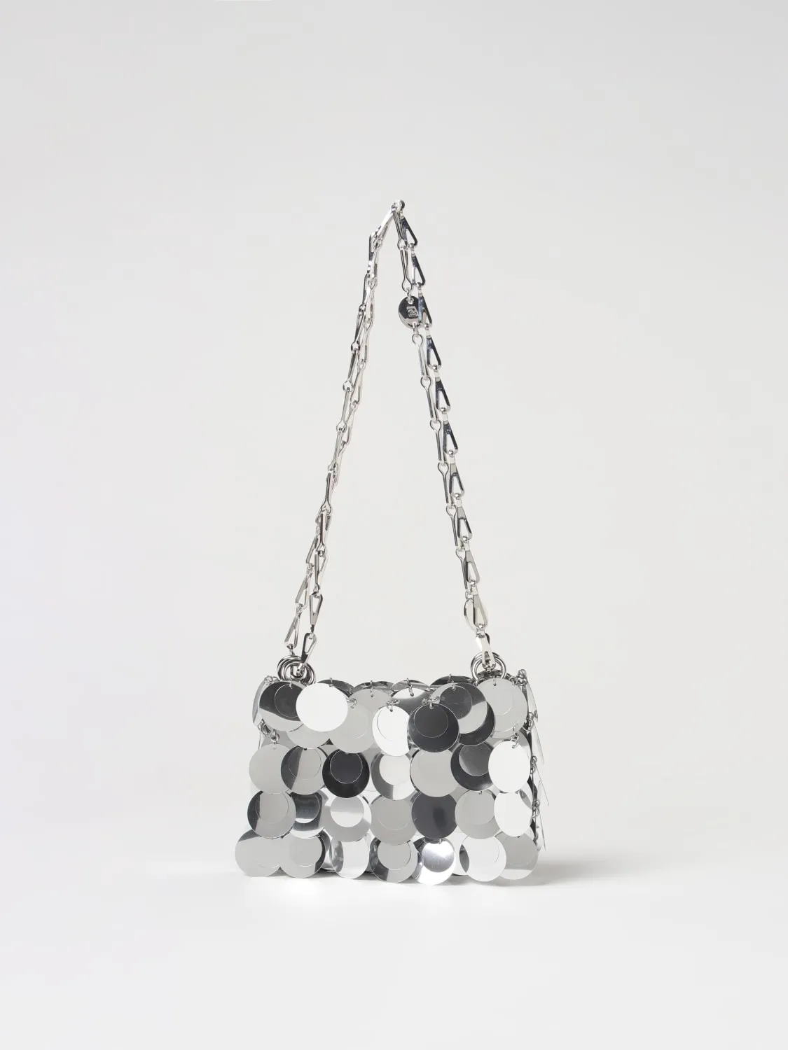 Borsa Sparkle Mini Rabanne in paillettes