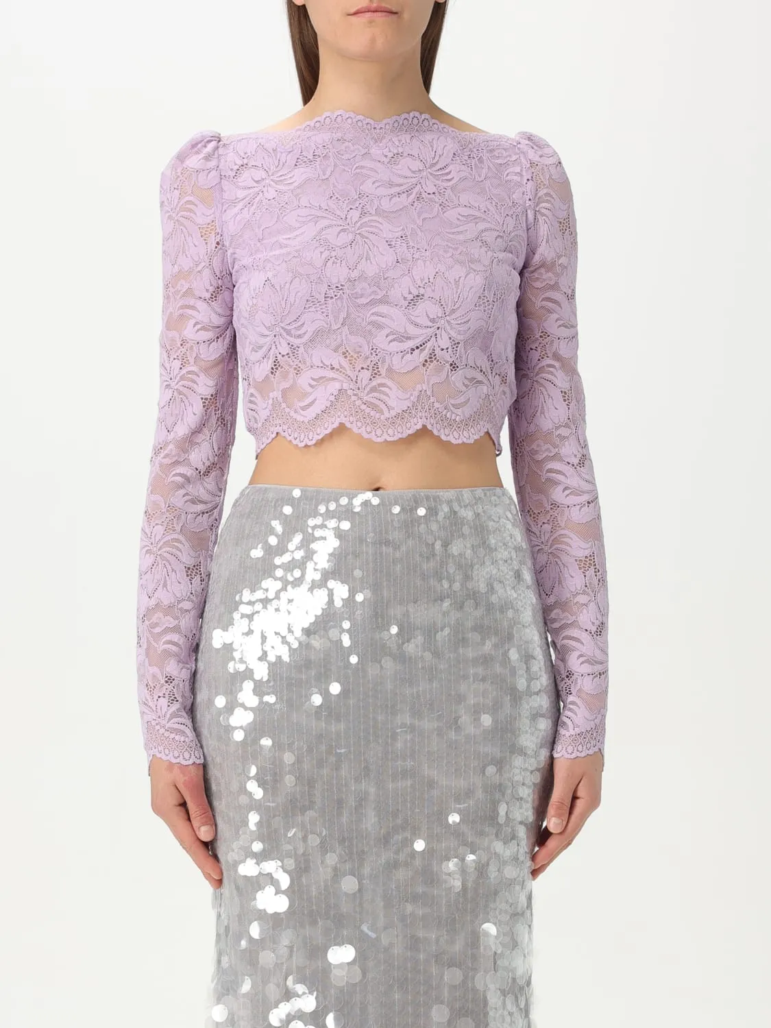 Top cropped Rabanne in pizzo