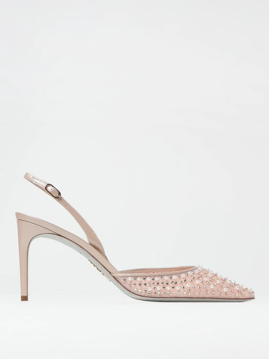 Slingback Aretha Rene Caovilla in pelle e nylon con applicazioni