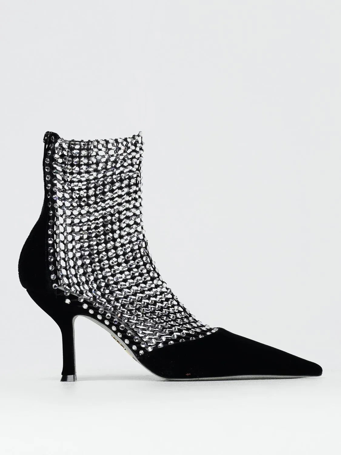 Décolleté Galaxia René Caovilla in camoscio e nylon a rete con strass