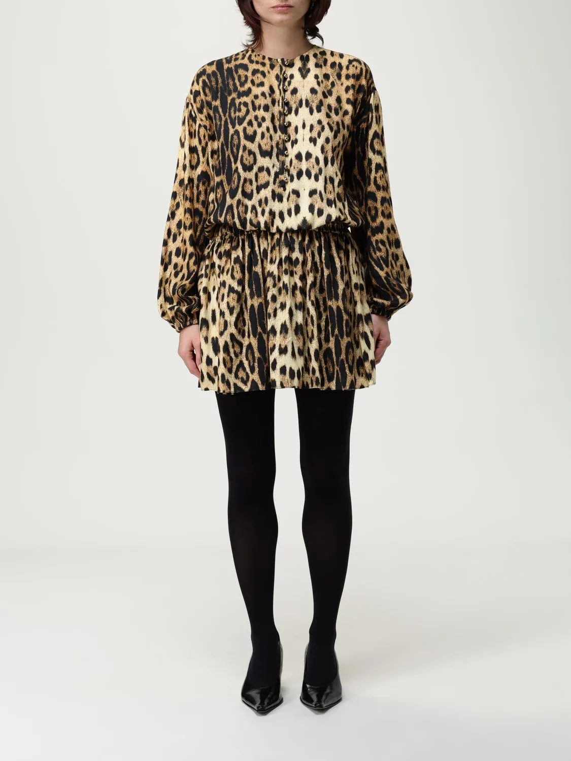 Abito mini Roberto Cavalli in viscosa con stampa animalier