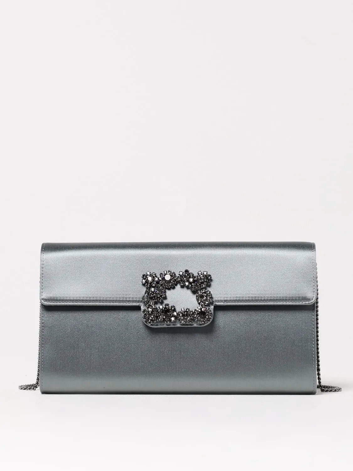 Clutch Efflorescence Roger Vivier in raso con fibbia gioiello