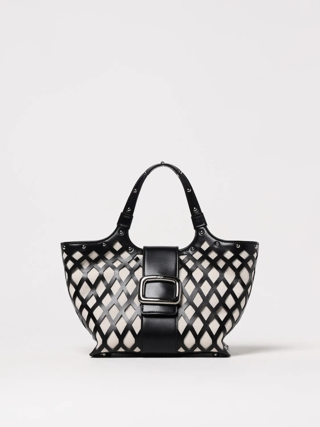 Borsa Shopping Mini Viv' Choc in pelle e tessuto Roger Vivier