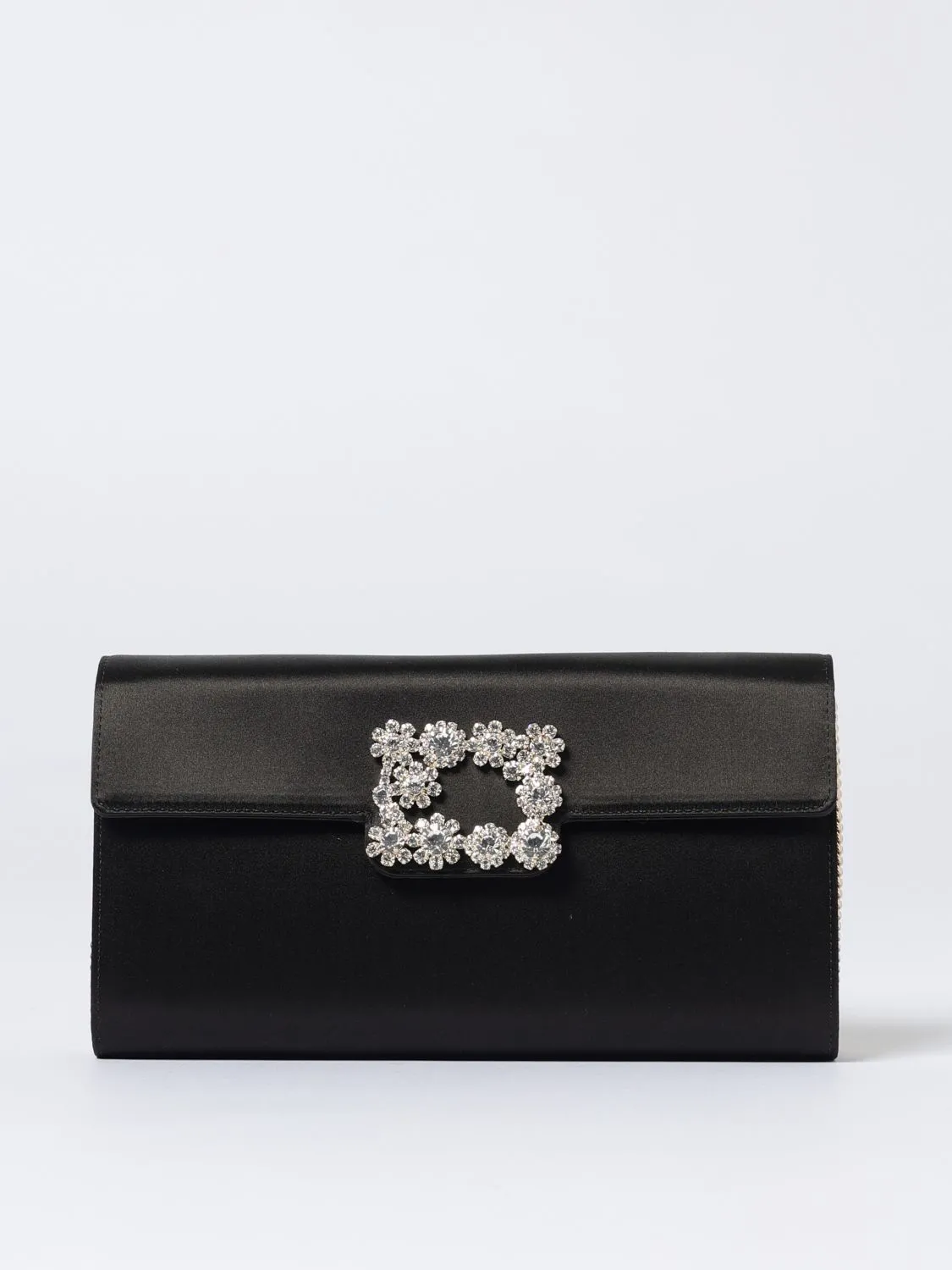 Pochette Efflorescence Roger Vivier in raso con fibbia gioiello