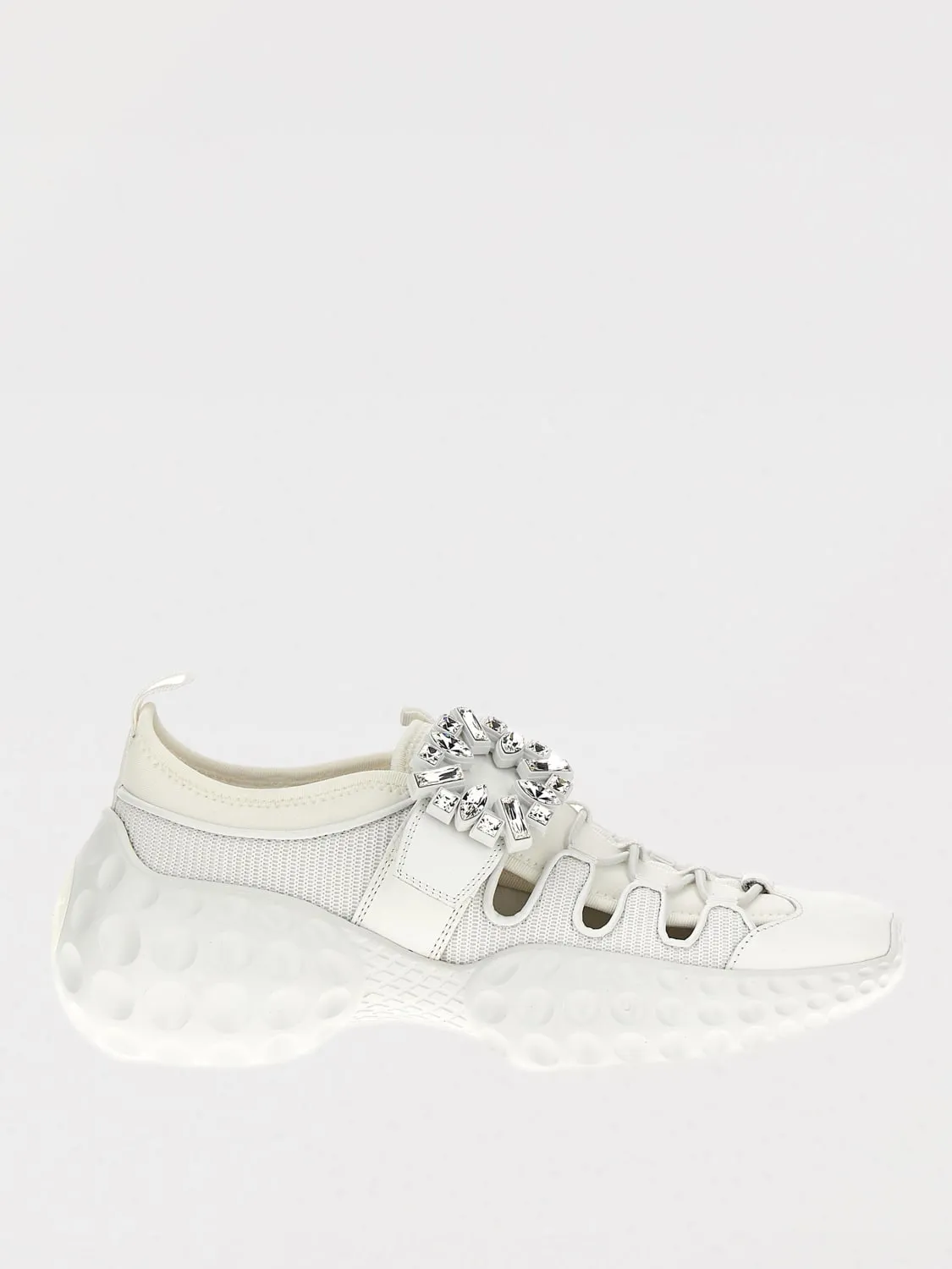 Sneakers Viv' Run Light Trekky Roger Vivier in mesh e pelle con fibbia gioiello