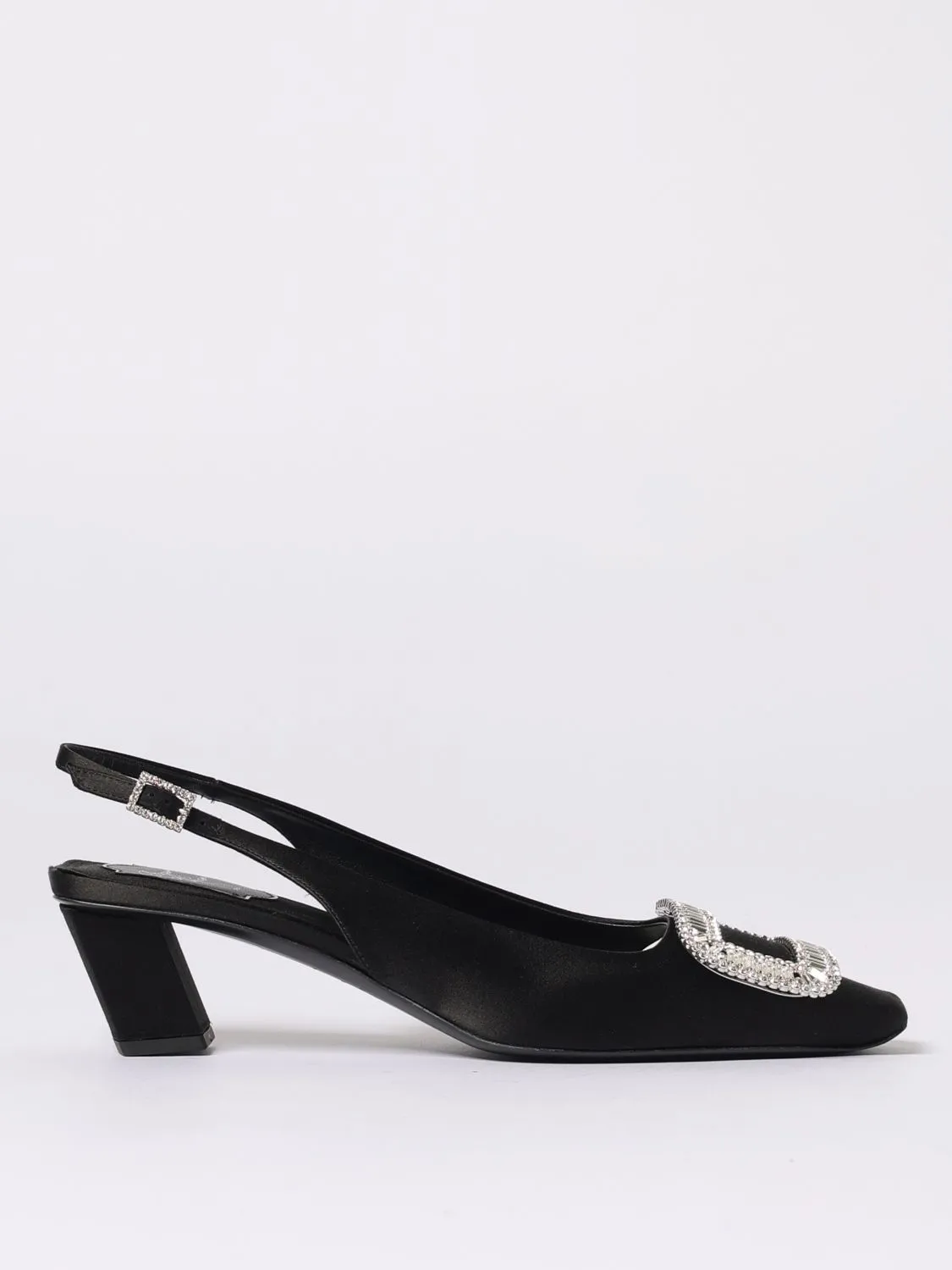 Slingback Belle Vivier Roger Vivier in raso con fibbia gioiello