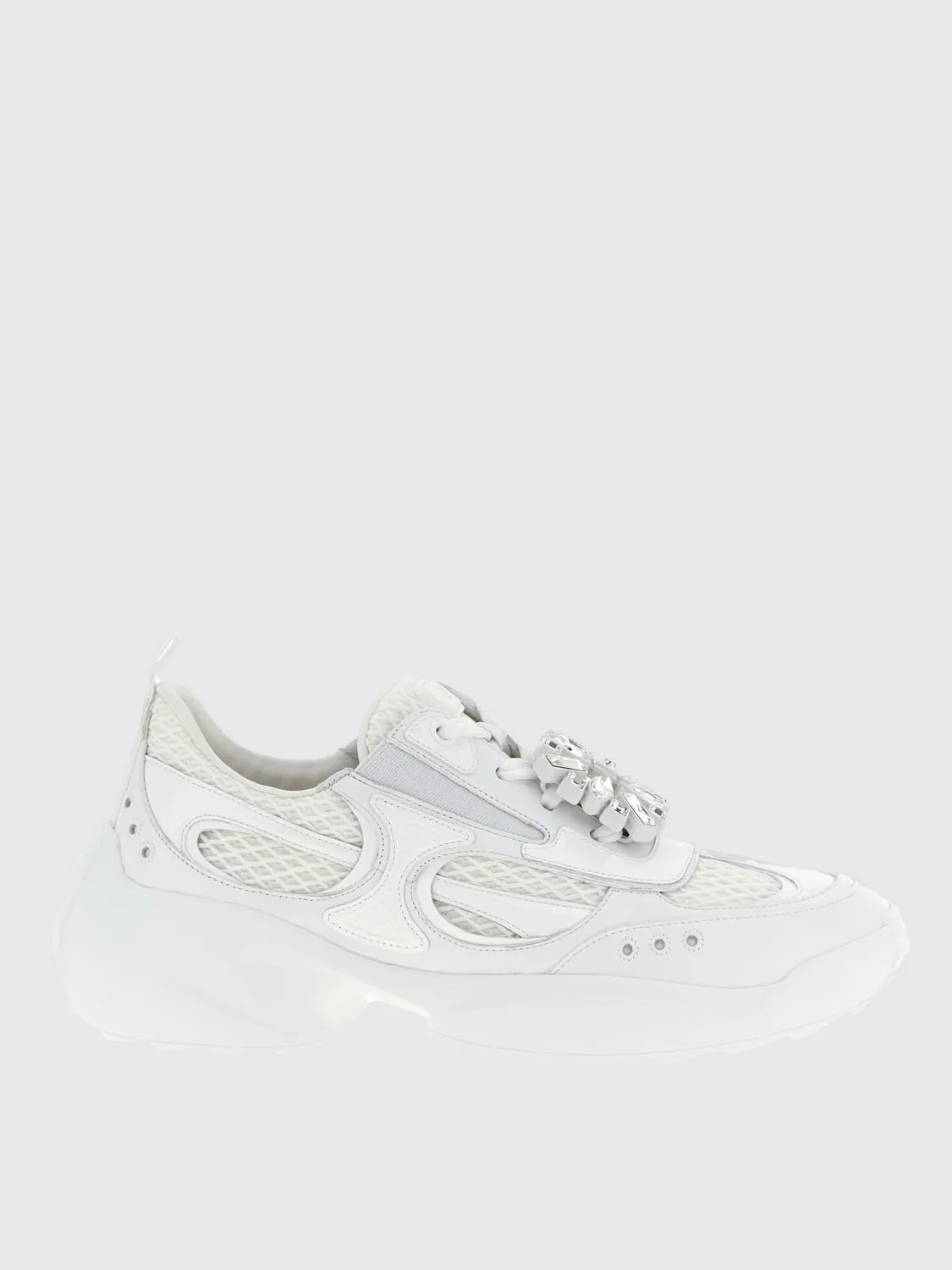 Sneakers Viv On The Run Roger Vivier in pelle e mesh con fibbia gioiello