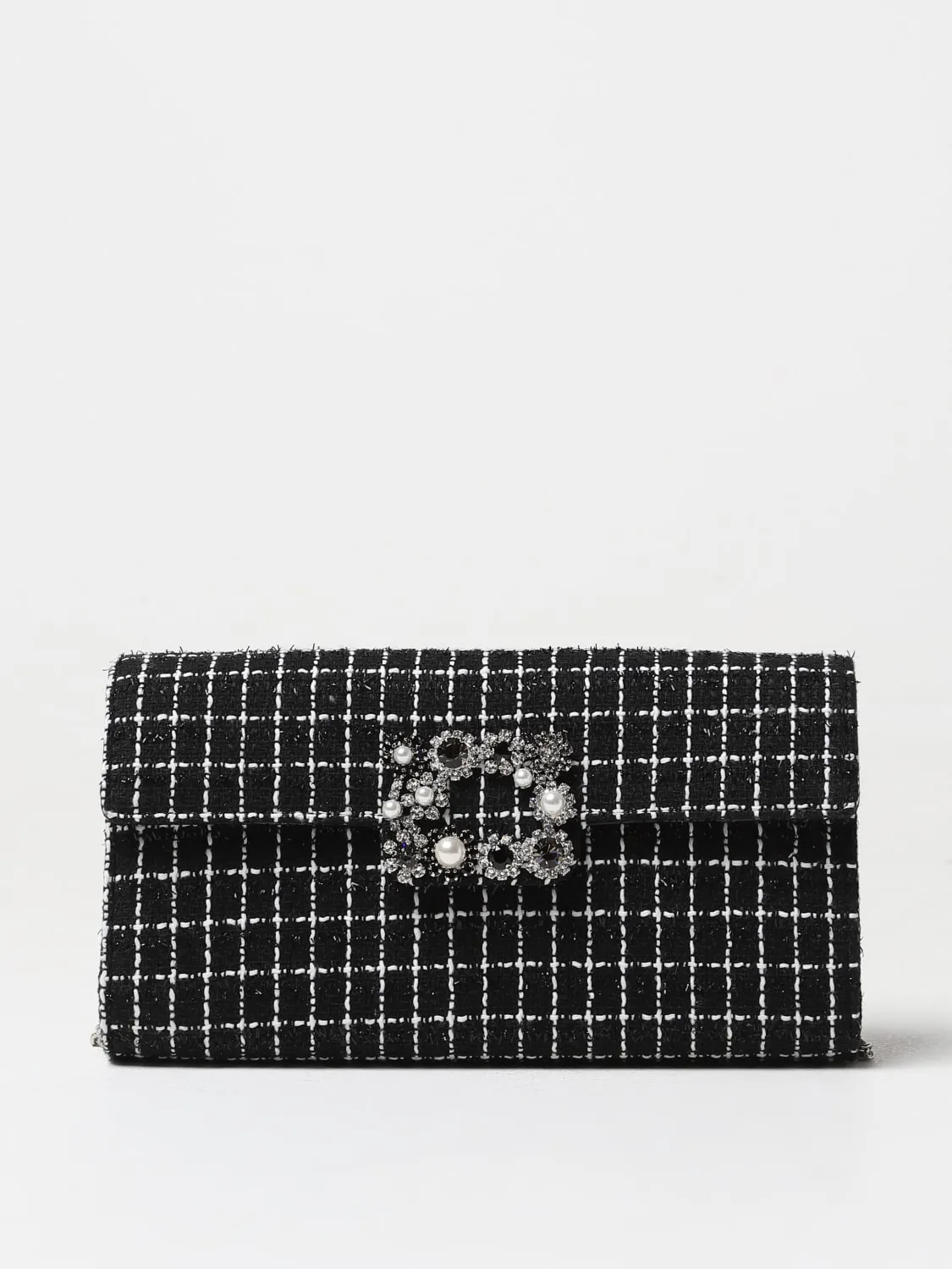 Pochette Efflorescence Roger Vivier in tweed con fibbia gioiello