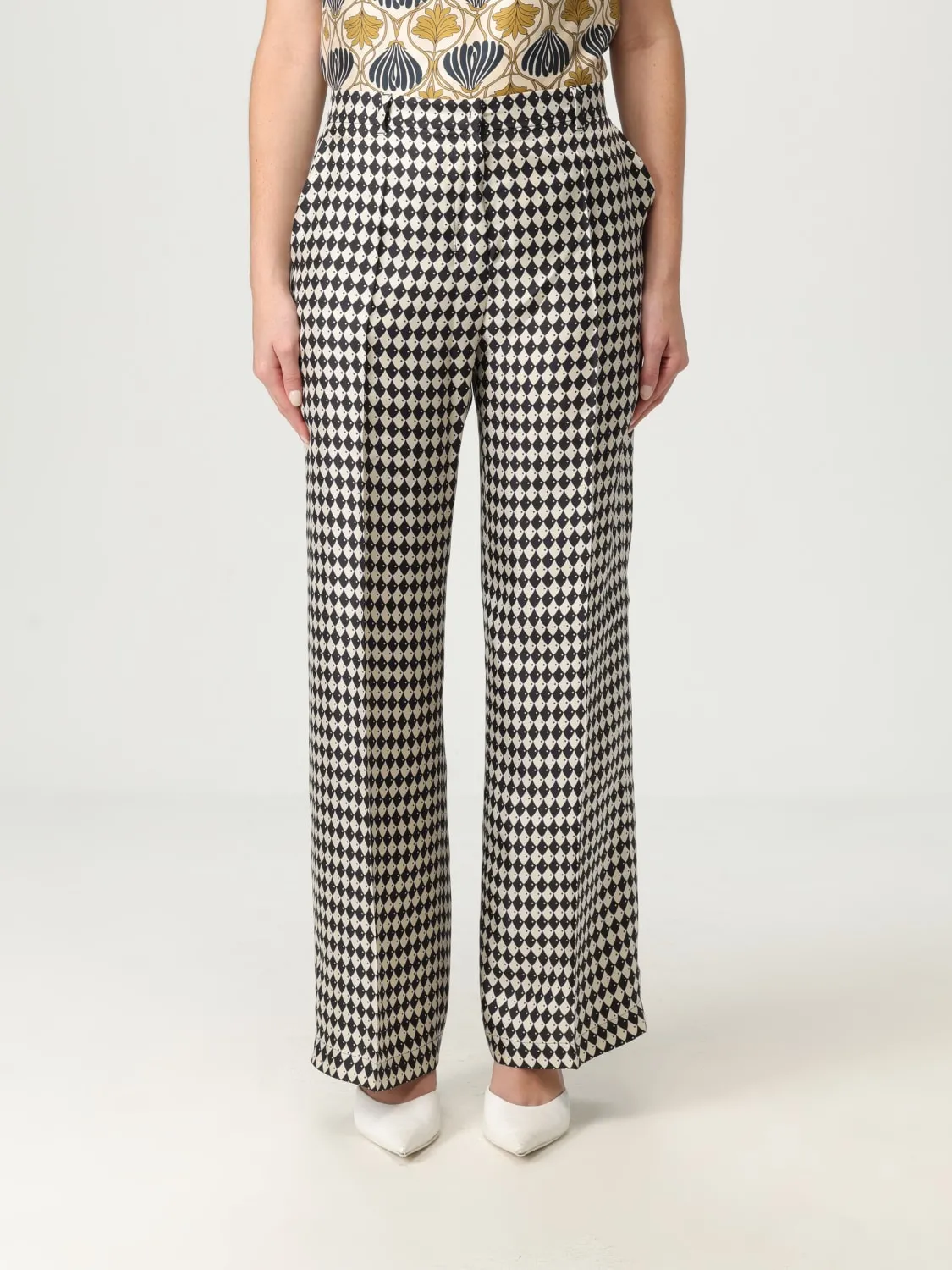 Pantalone 'S Max Mara in twill di seta stampata