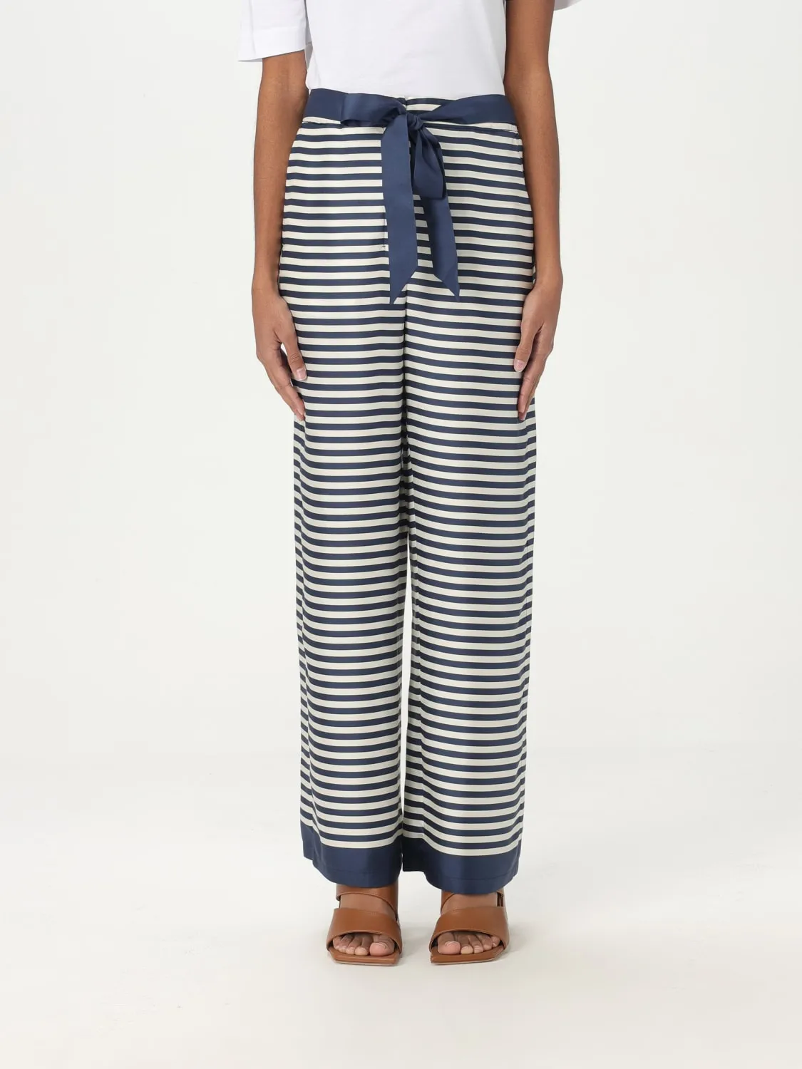 Pantalone 'S Max Mara in seta a righe