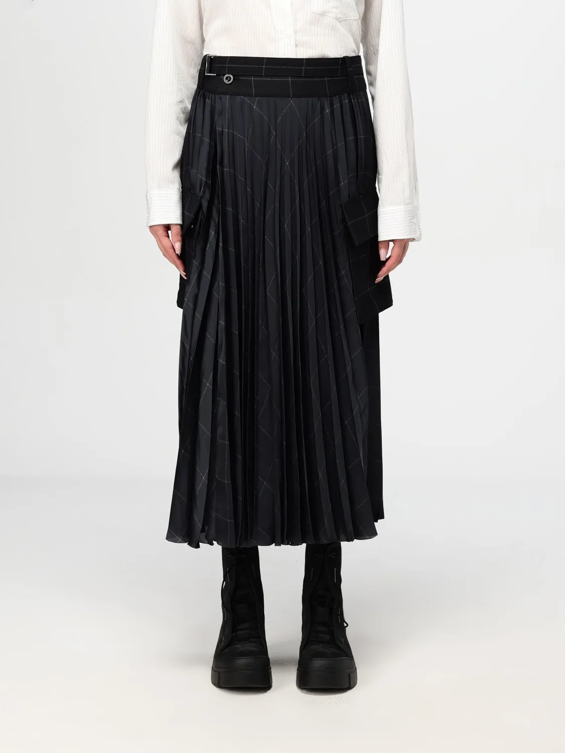 Gonna Sacai in crepe plissettato