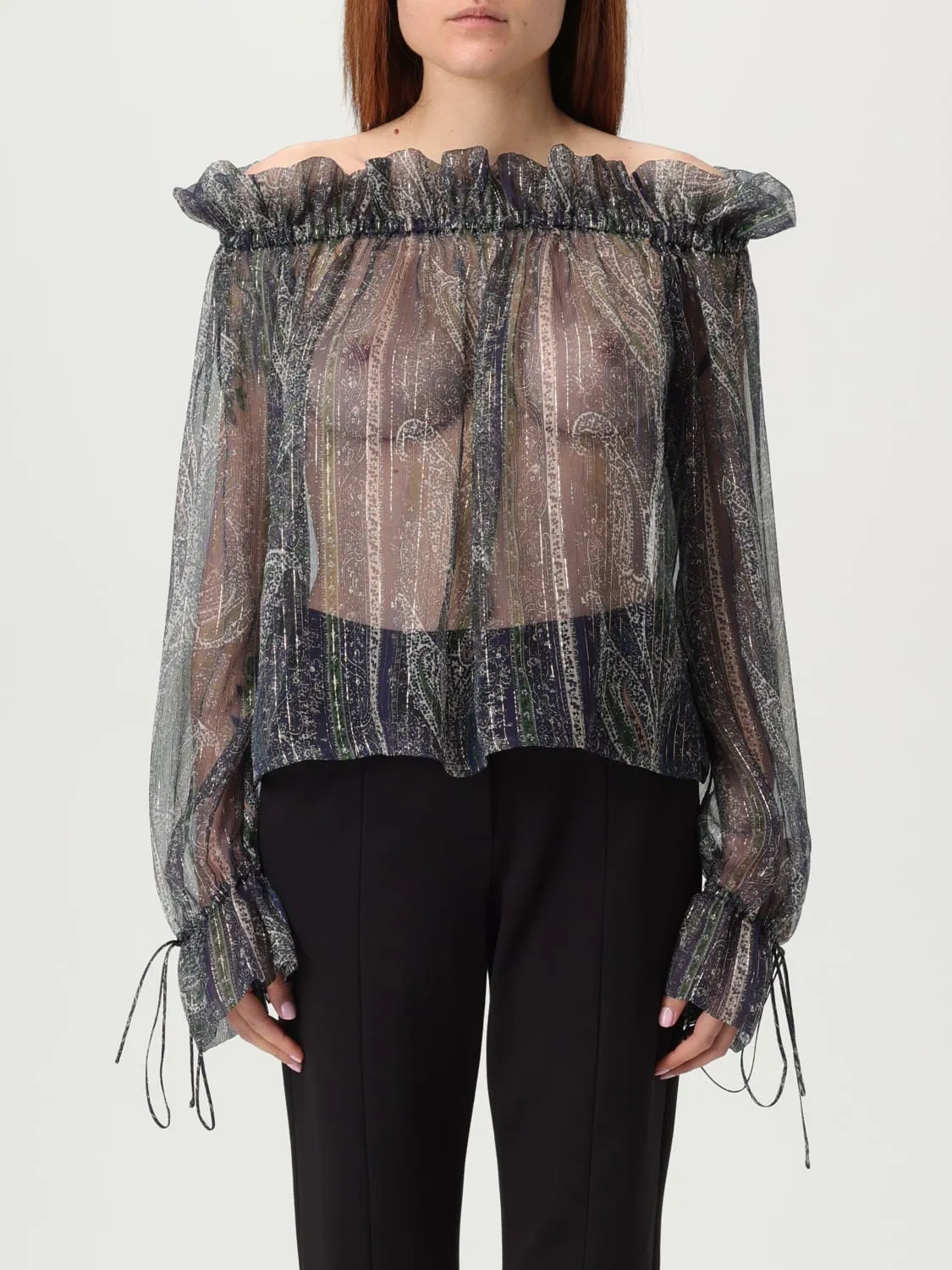 Blusa Saint Laurent in seta con fibra metallica