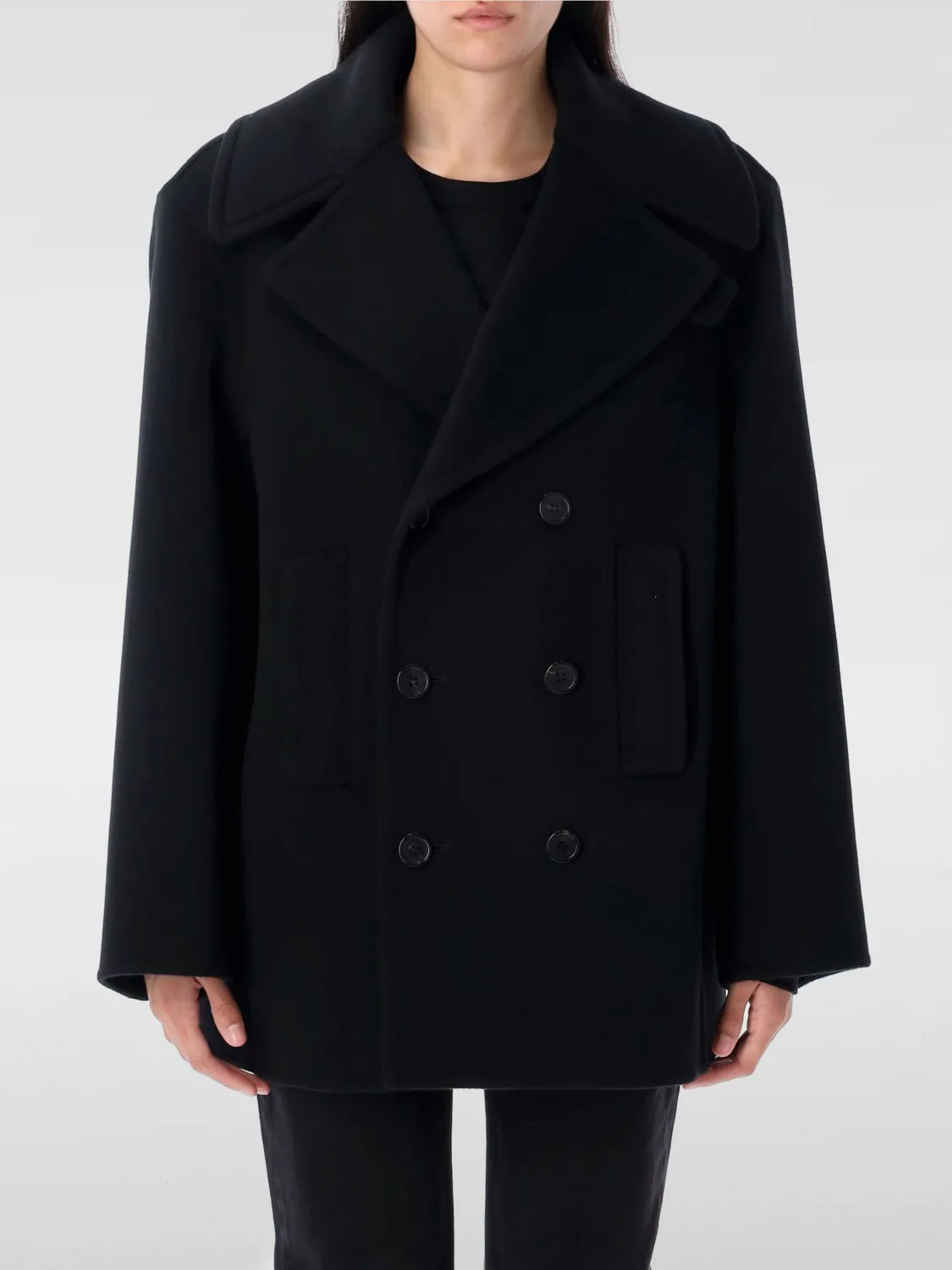 Caban doppiopetto Saint Laurent in lana