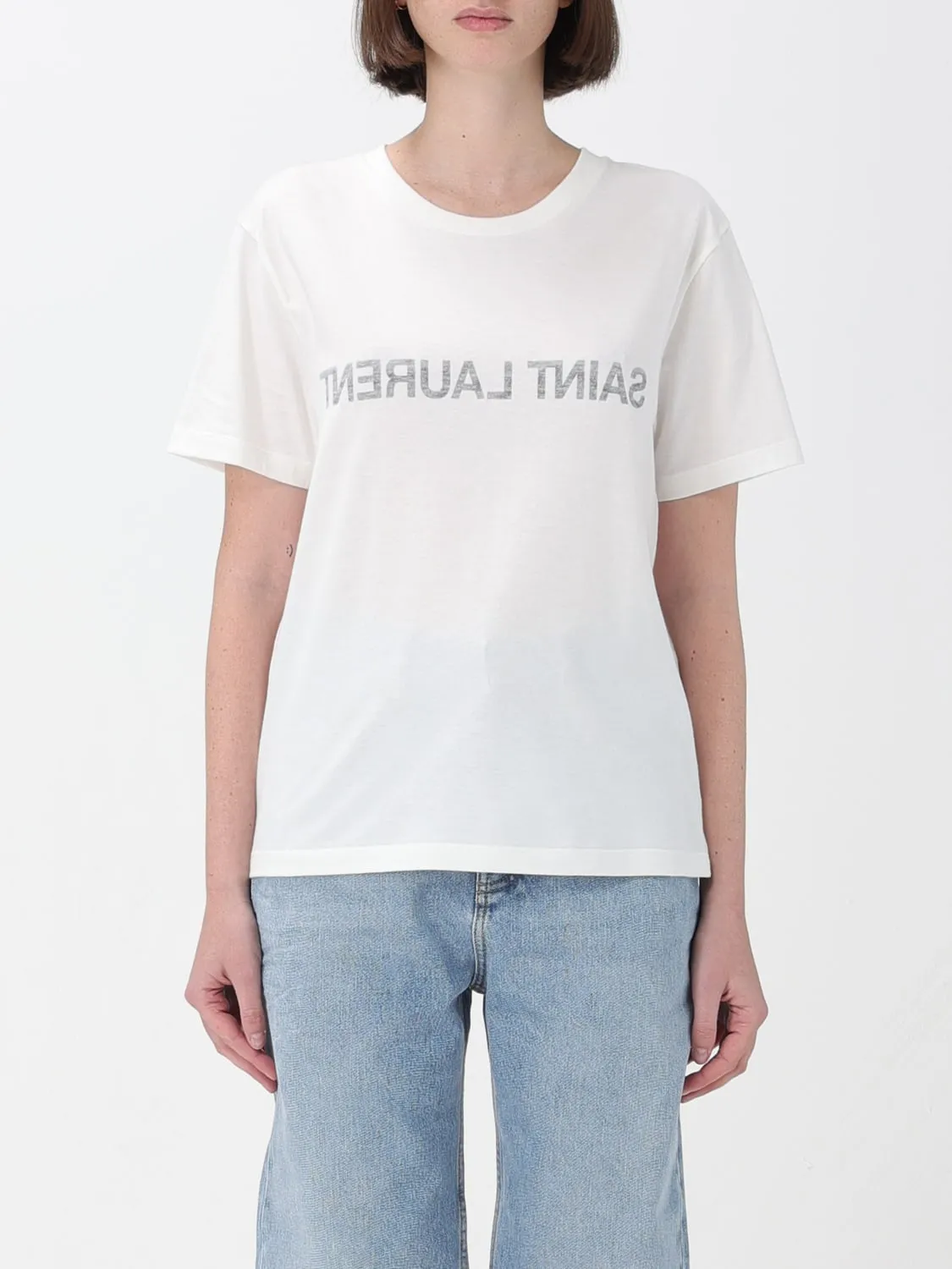 T-shirt Saint Laurent con logo riflesso