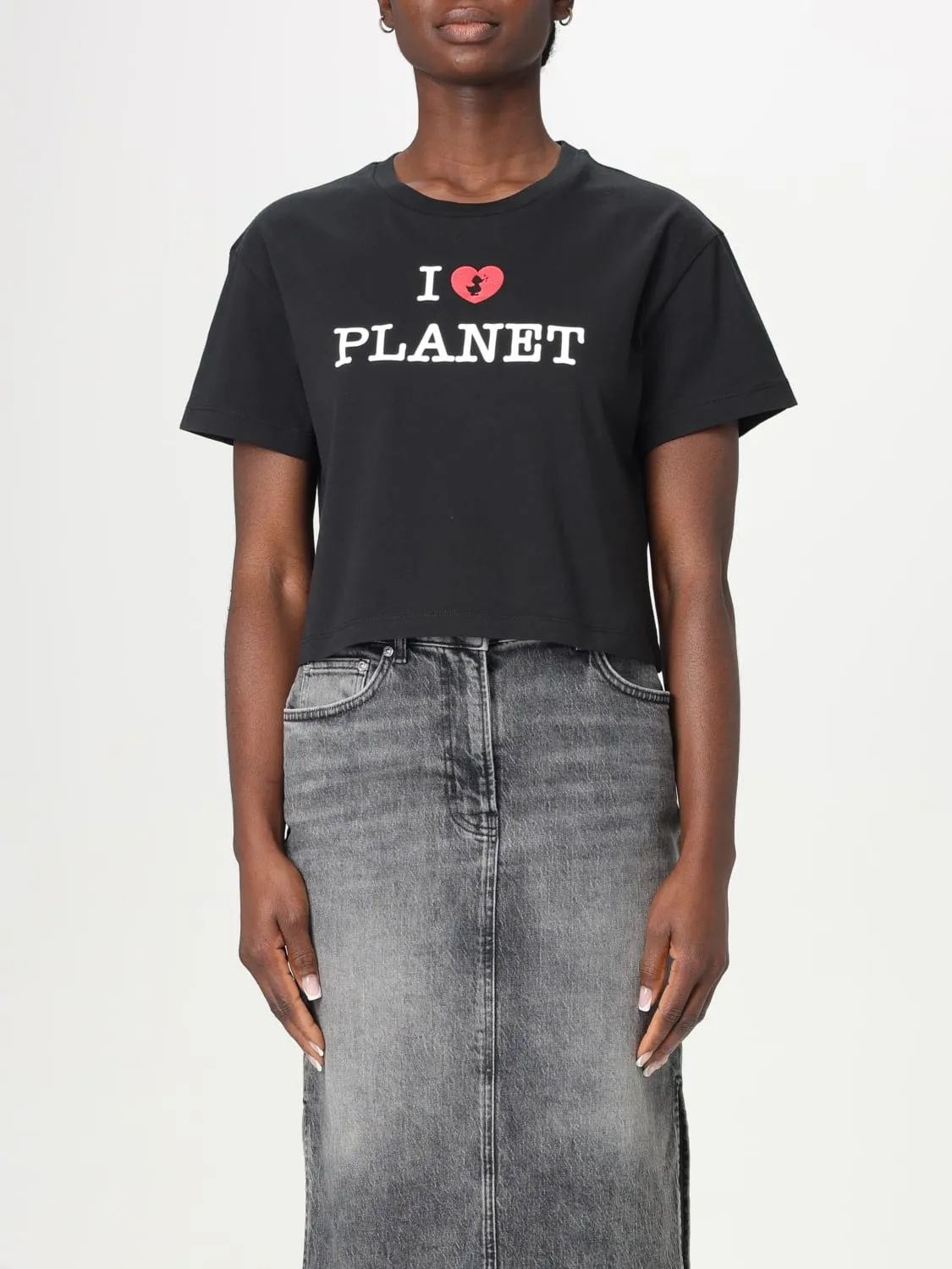 T-shirt crop con stampa slogan Save The Duck