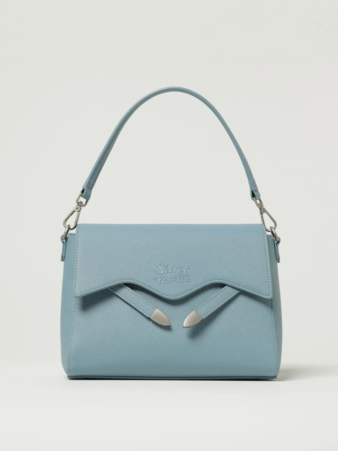 Borsa Quira Grain Small Secret Pon-Pon in pelle sintetica saffiano