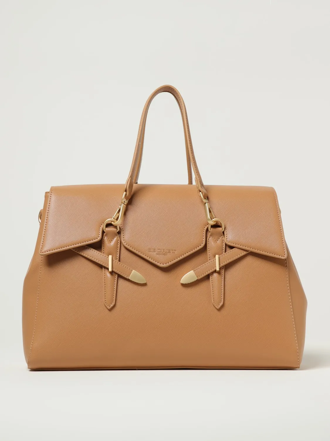 Borsa Yalis Grain Large Secret Pon-Pon in pelle sintetica saffiano