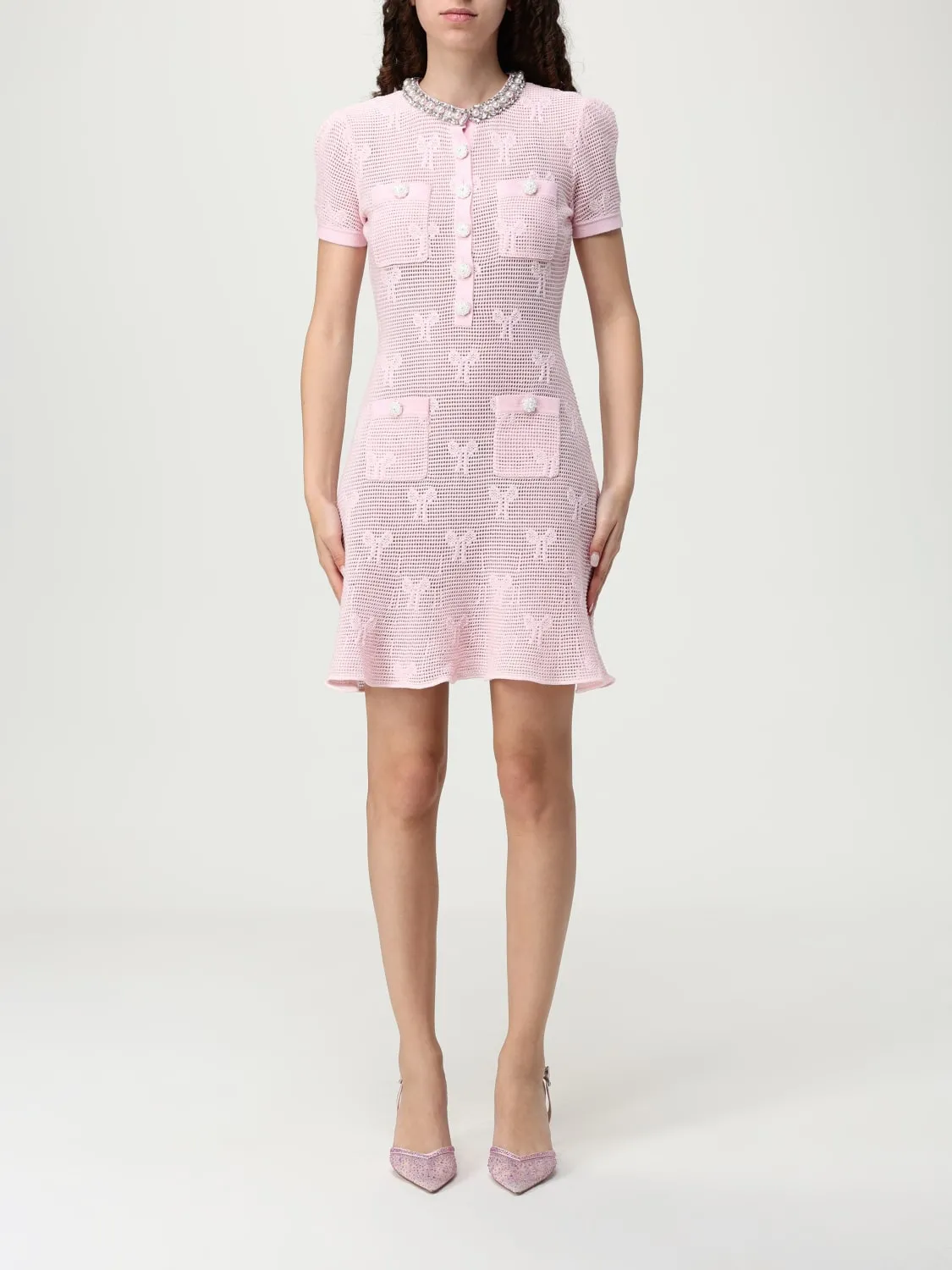 Abito Self-Portrait in maglia di misto cotone