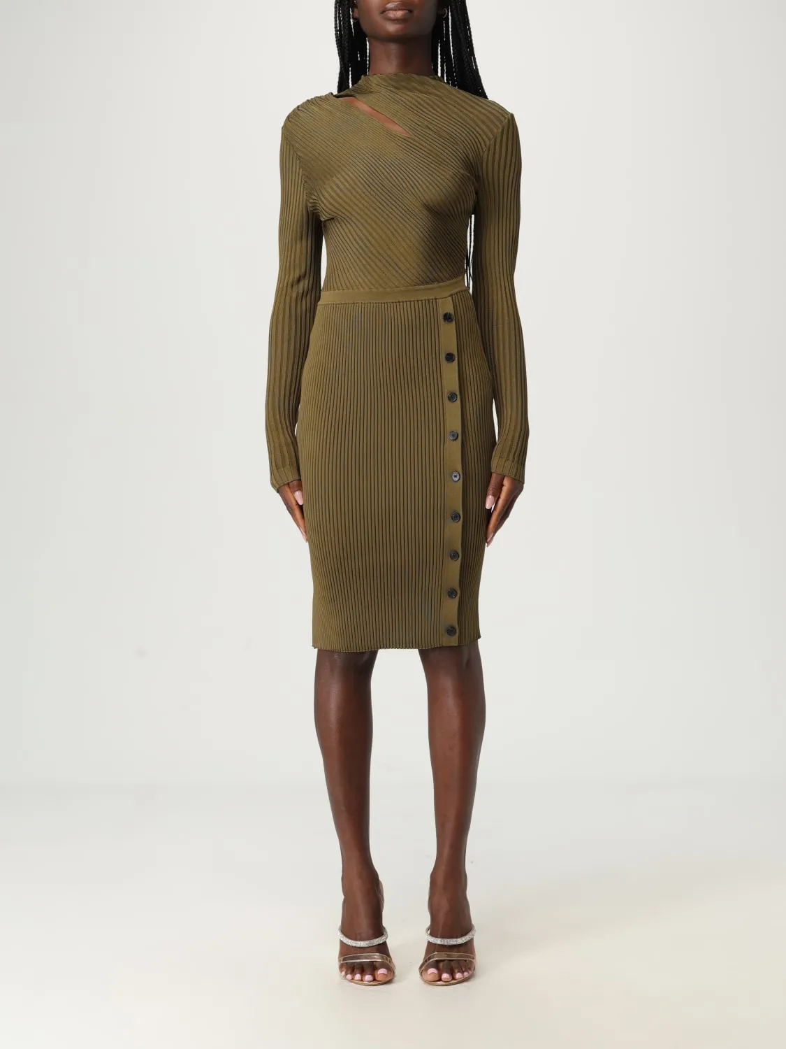 Abito Self-Portrait in viscosa a coste