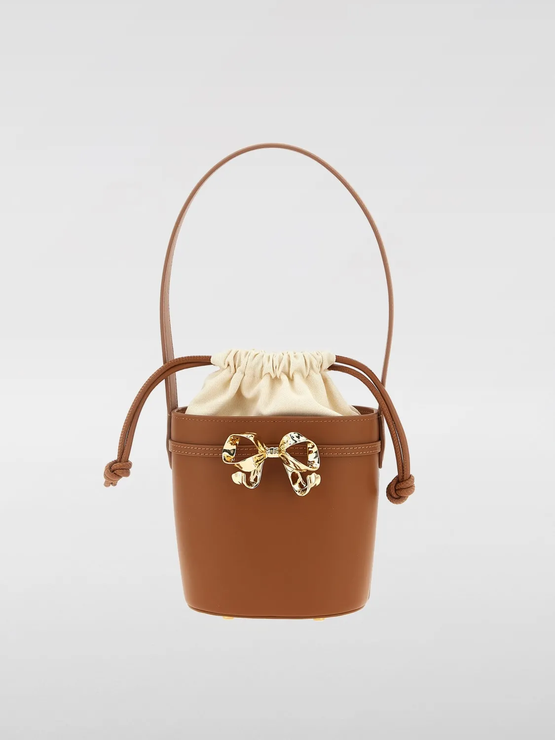 Borsa a secchiello in pelle con fiocco Self-Portrait