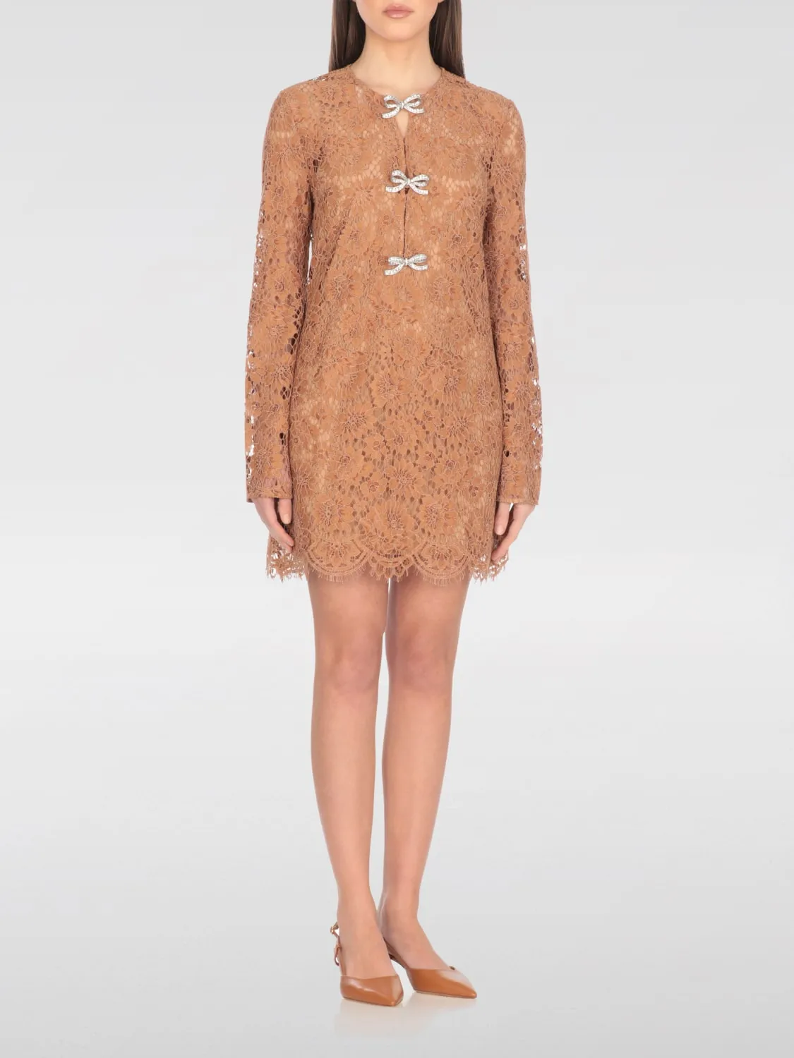 Abito Self-Portrait in pizzo con bottoni gioiello