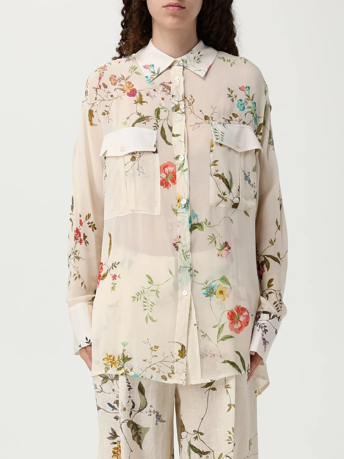 Camicia Semicouture in viscosa con stampa floreale