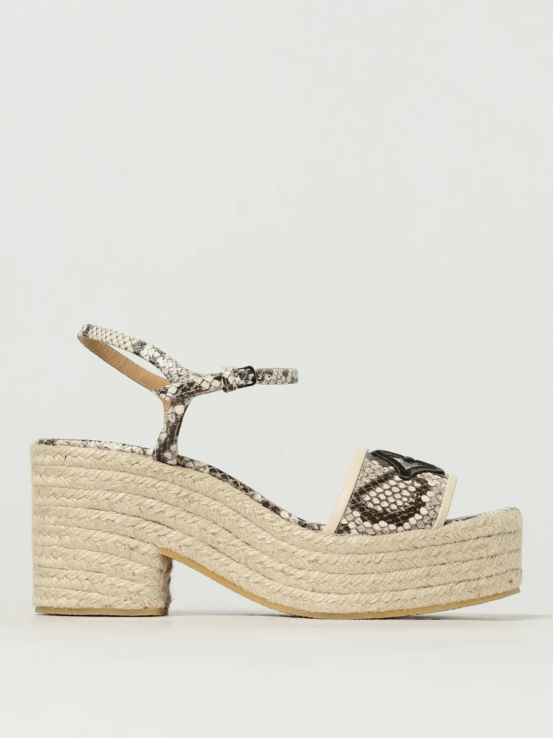 Sandalo con zeppa Sergio Rossi in pelle stampa pitone