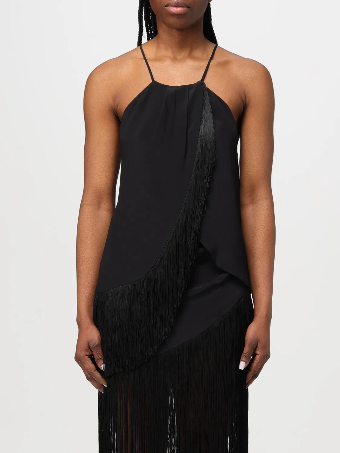 Top Simona Corsellini in tessuto con frange