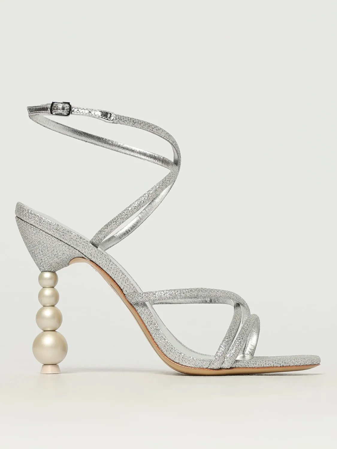 Sandalo Perla Strappy Sophia Webster in tessuto lamè