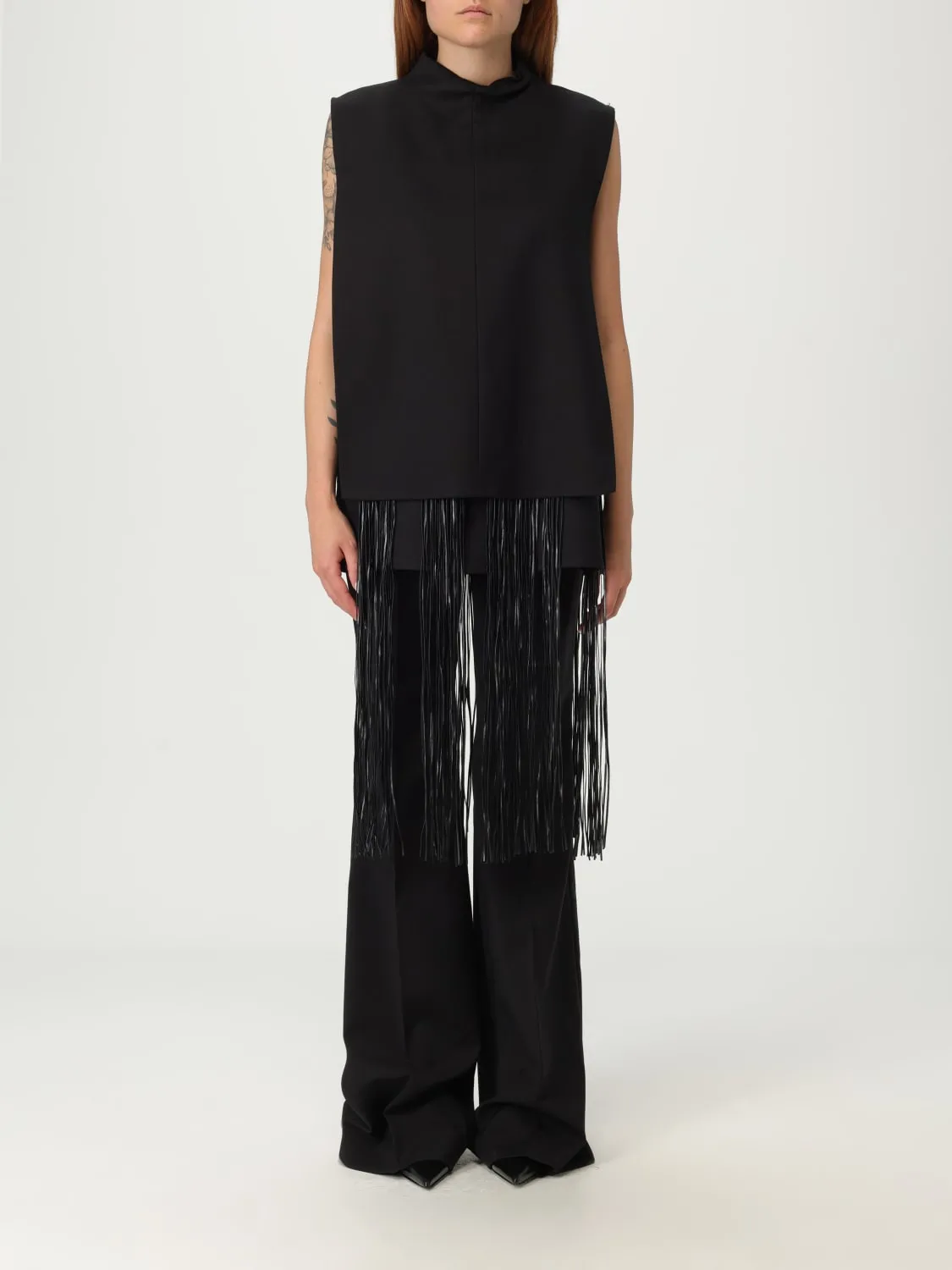 Top Sportmax in misto cotone con frange