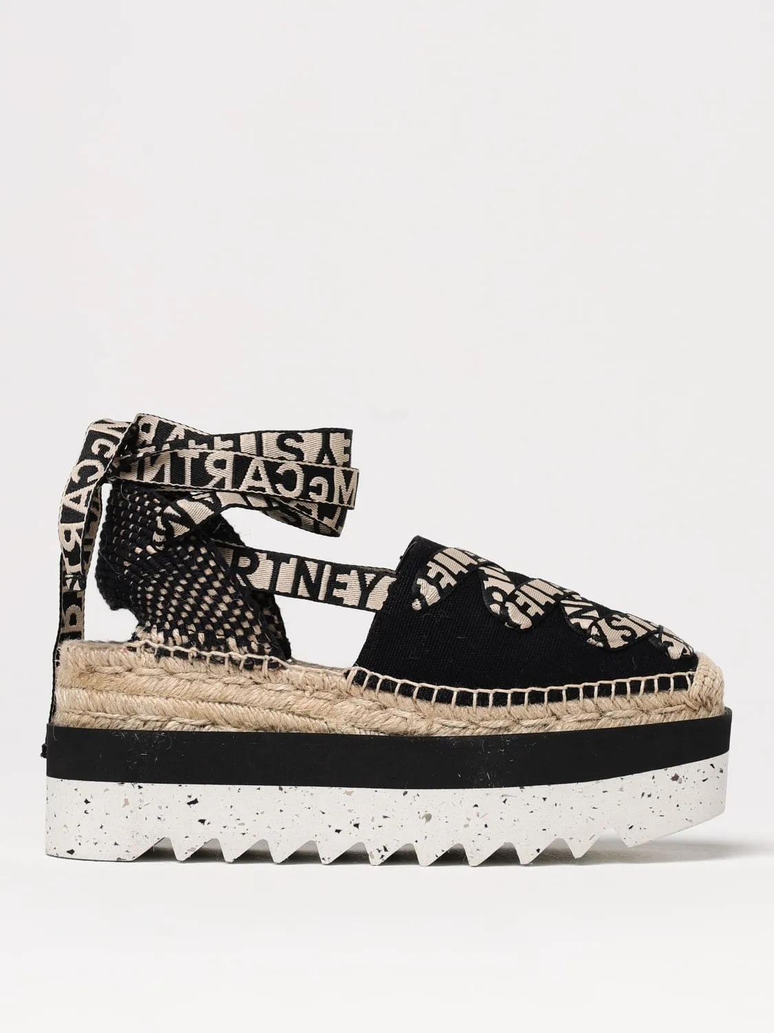 Espadrillas con plateau Gaia Stella McCartney in canvas con logo jacquard