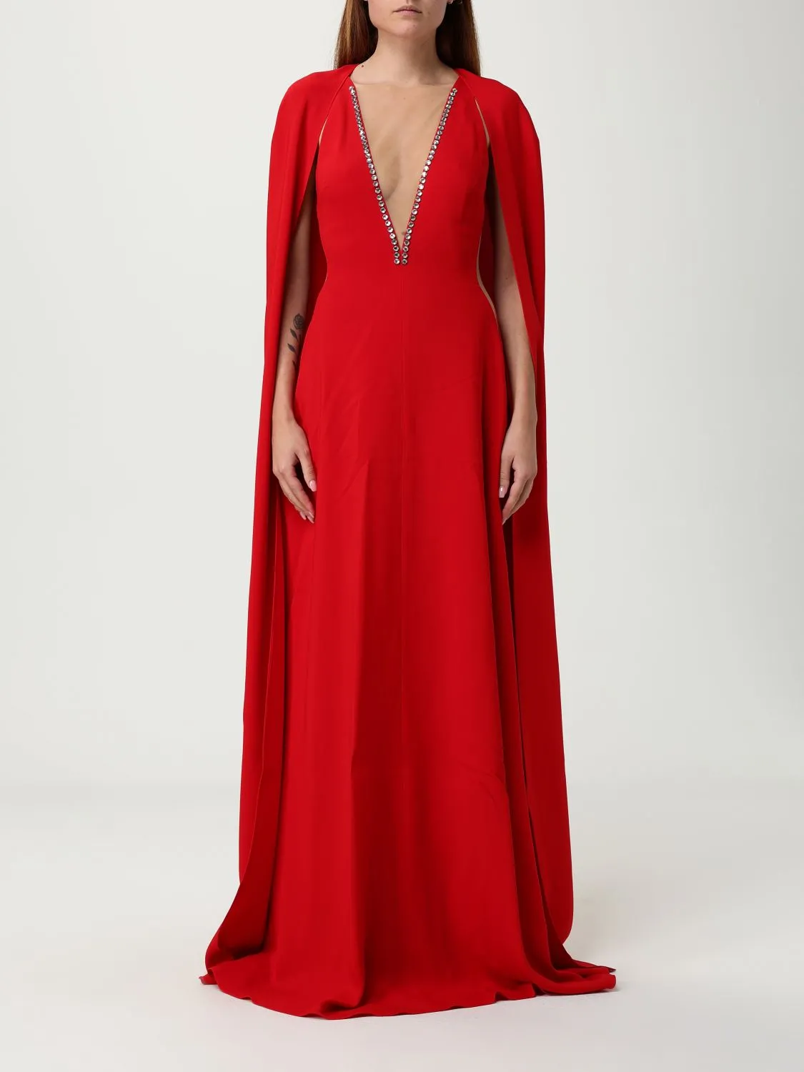 Abito Lungo cut out a cappa con strass Stella McCartney