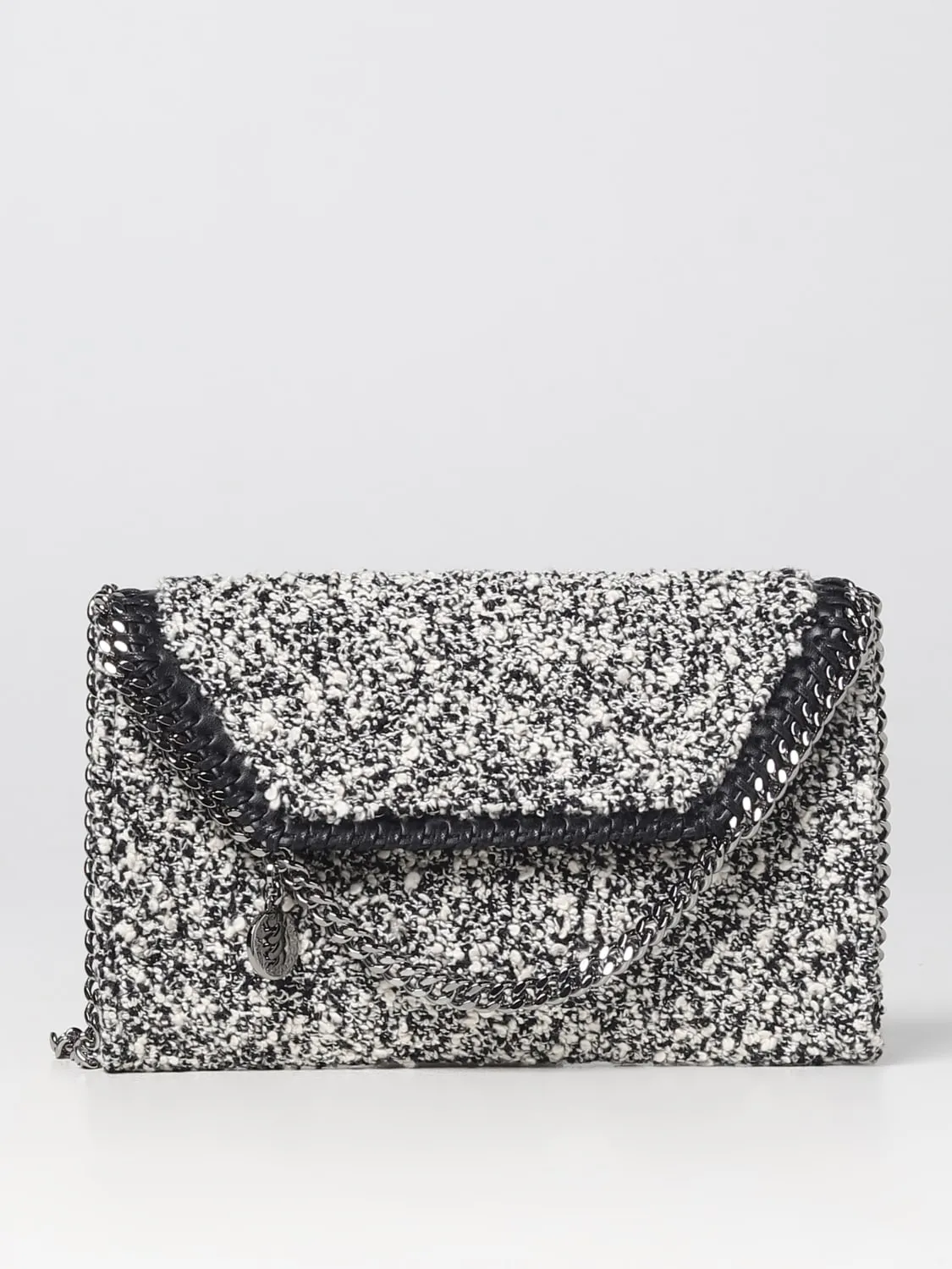 Borsa Stella McCartney in tessuto bouclé con maglia chain