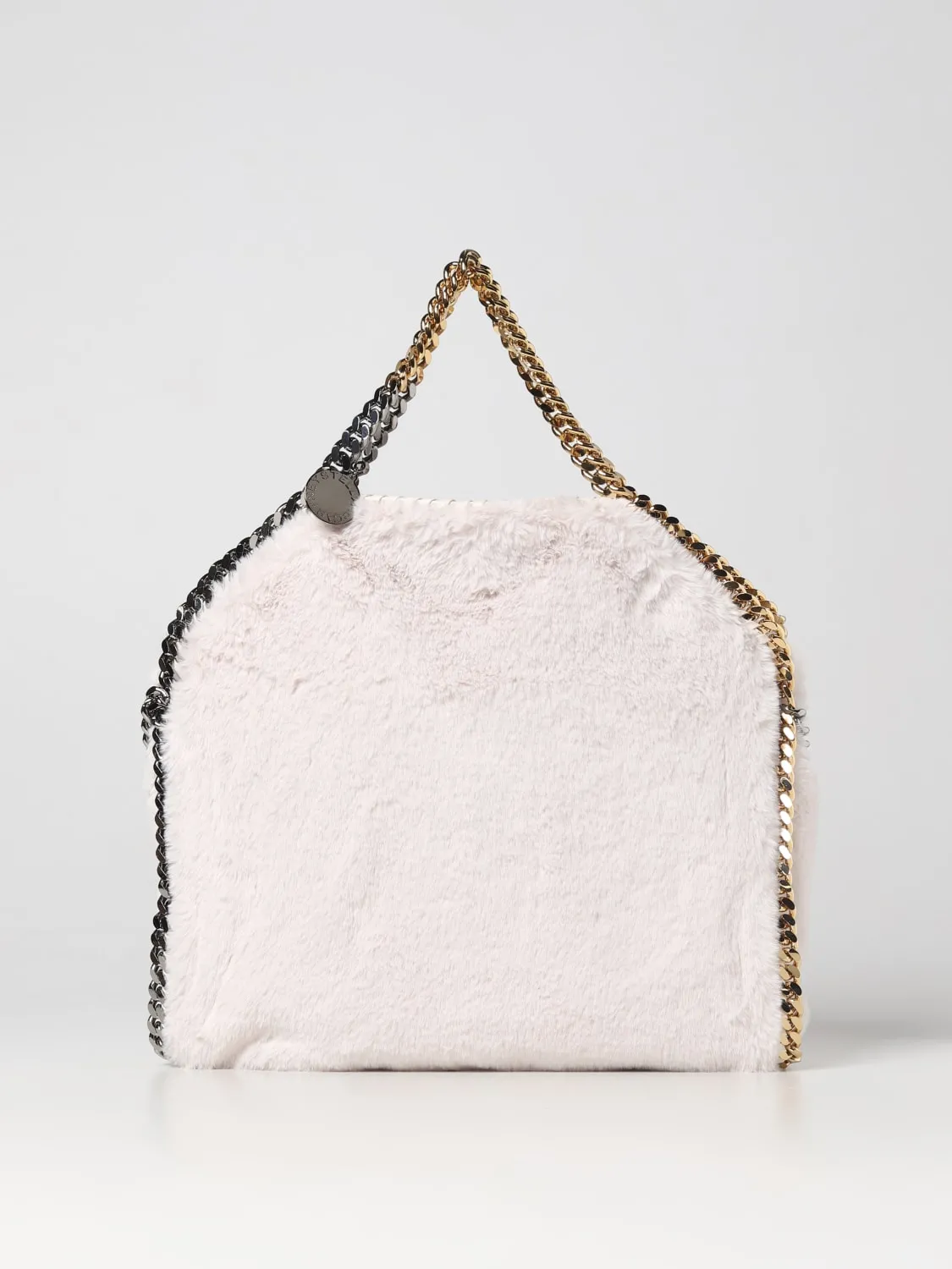 Borsa Falabella Stella McCartney in pelliccia sintetica con maglia chain