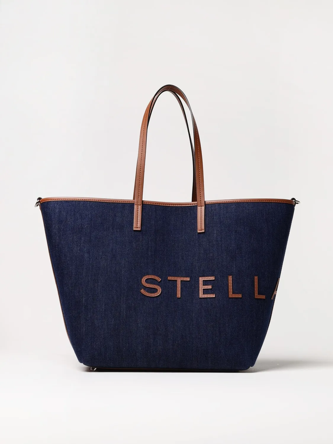 Borsa Tote Stella McCartney in denim di cotone e pelle sintetica